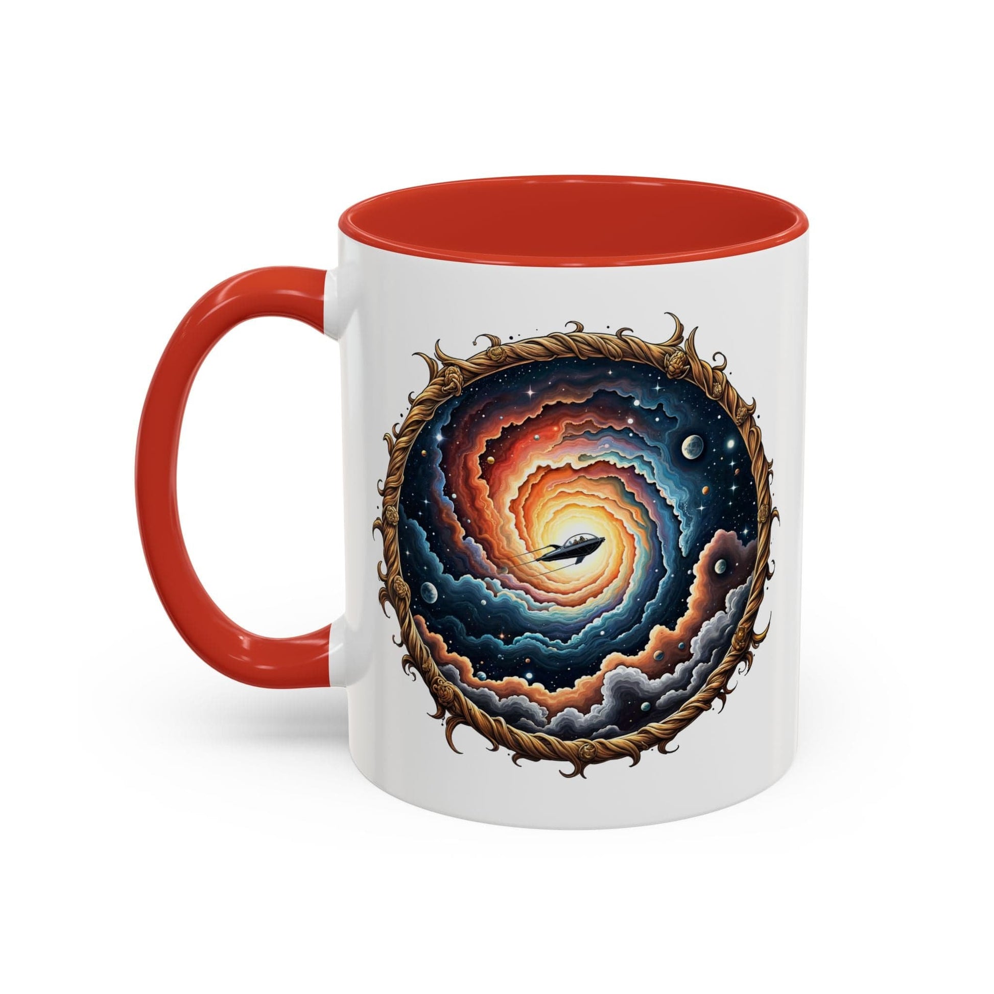 Printify Mug 11oz / Red UFO Coffee Mug with Humorous Alien Quote - for Skeptical Science Lover Who Enjoy Unique Quirky Gift Hilarious Space Joke QR Code Quote Video