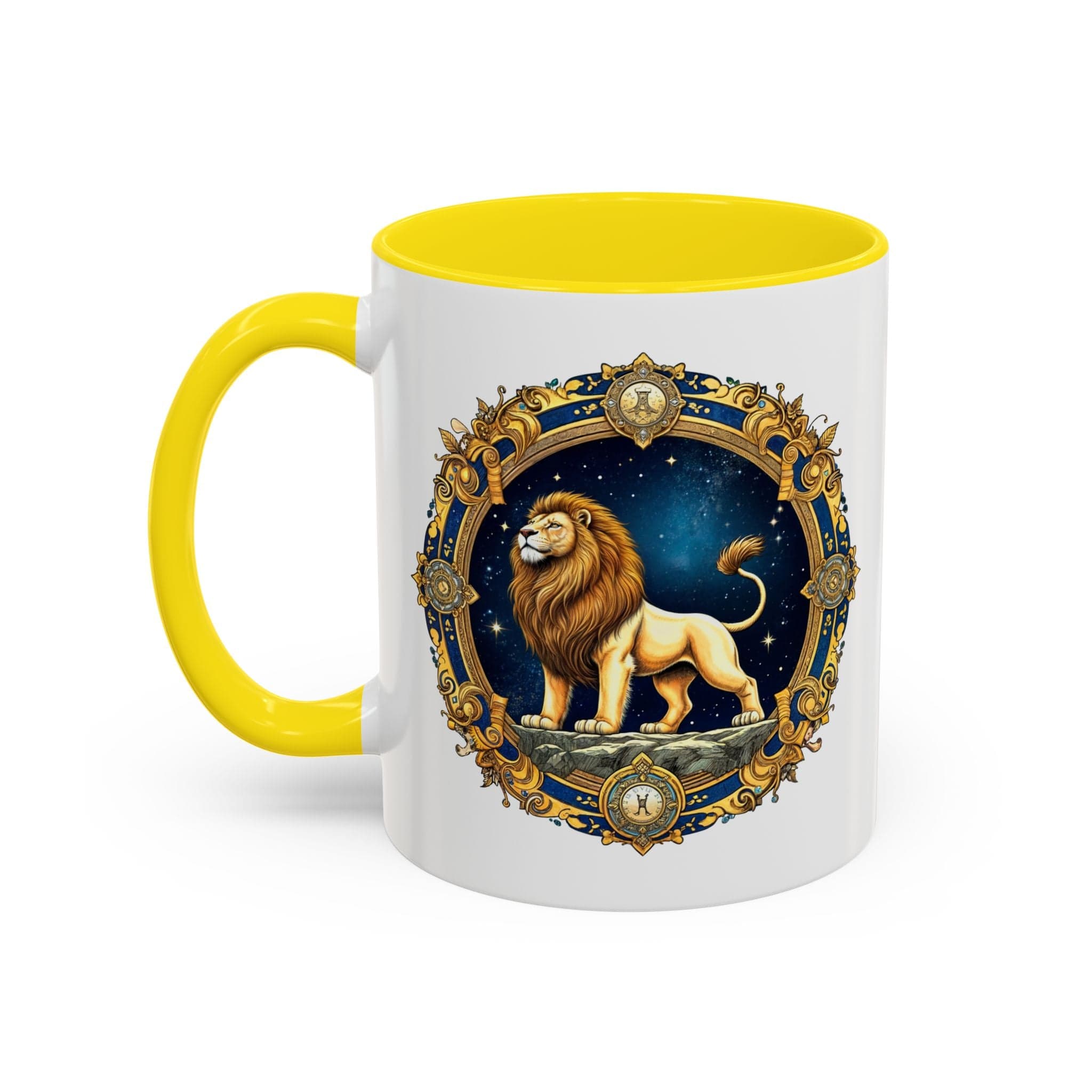 Printify Mug 11oz / Yellow Leo Zodiac Coffee Mug with Inspirational Quote and Smart QR Code Bold Astrology Gift Custom Horoscope Lovers Mug for Leo Enthusiasts