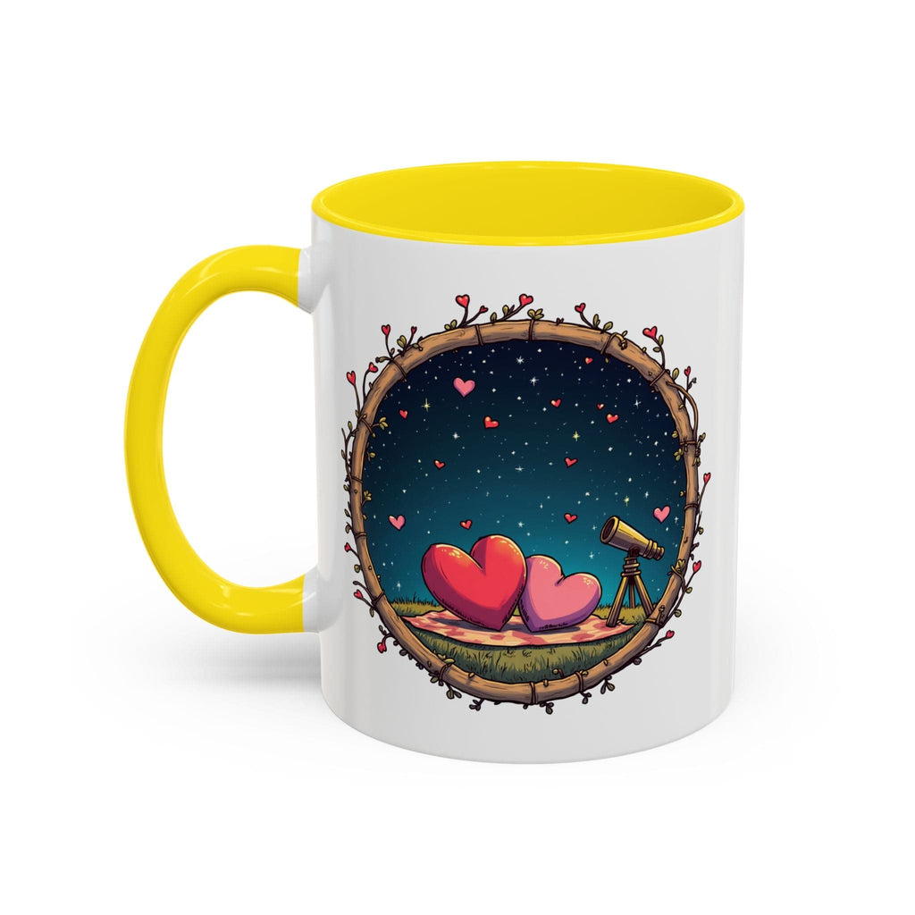 Printify Mug 11oz / Yellow Mug - Astrological Love - Love & Fun Mug with QR Code Quote Video