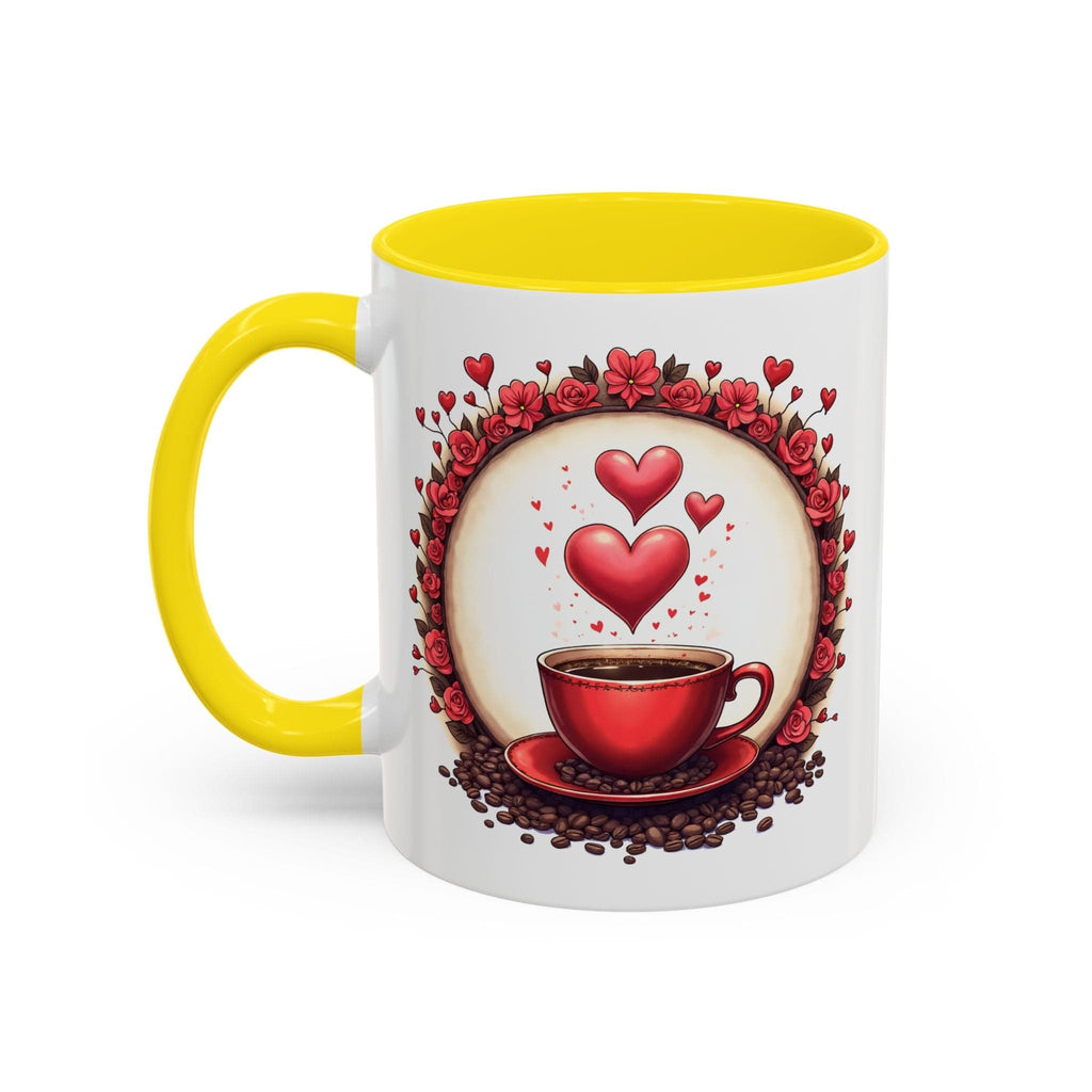 Printify Mug 11oz / Yellow Mug - Brew-tiful Love - Love & Fun Mug with QR Code Quote Video