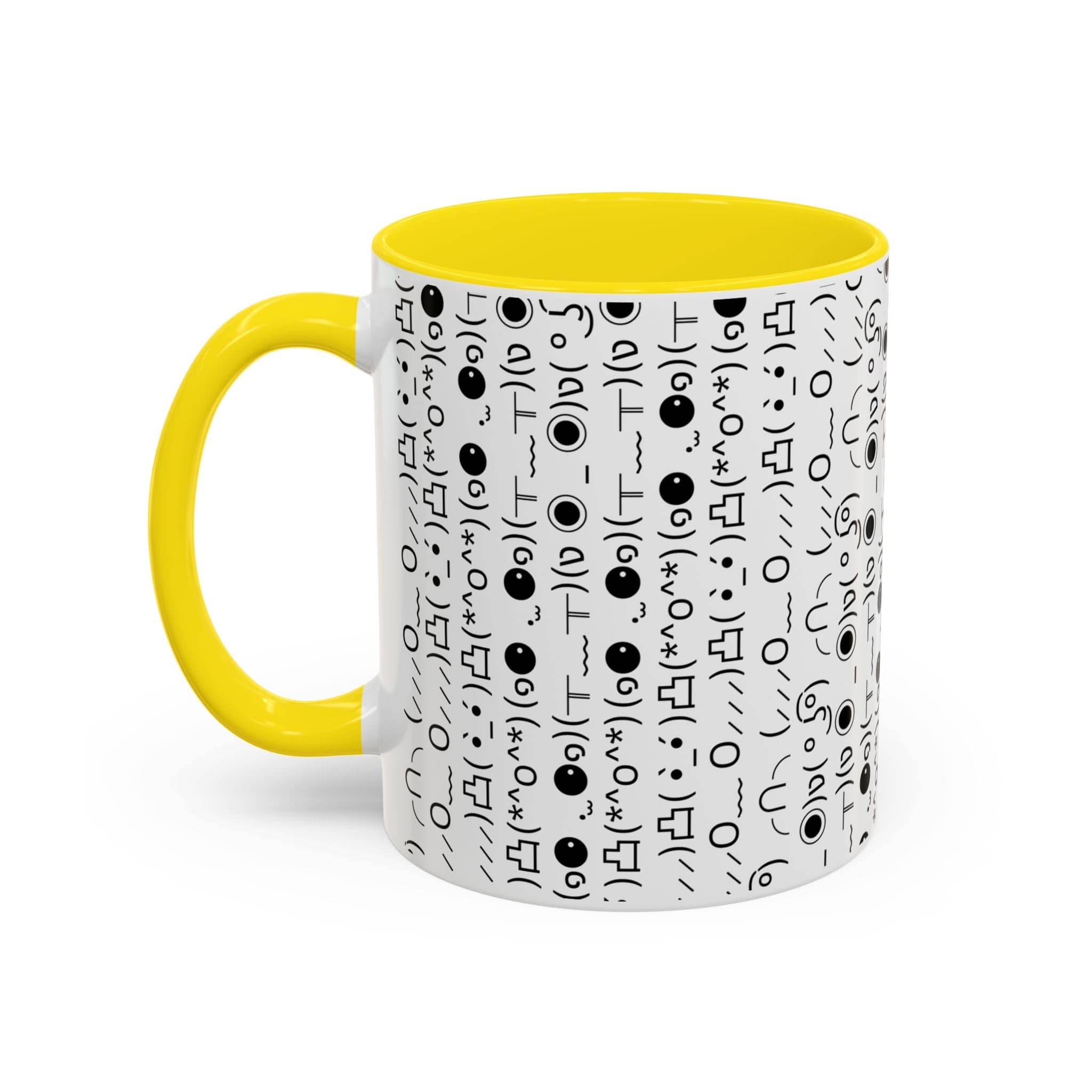 Printify Mug 11oz / Yellow Mug - (๑⚈ ․̫ ⚈๑) Emoji- Hidden Message