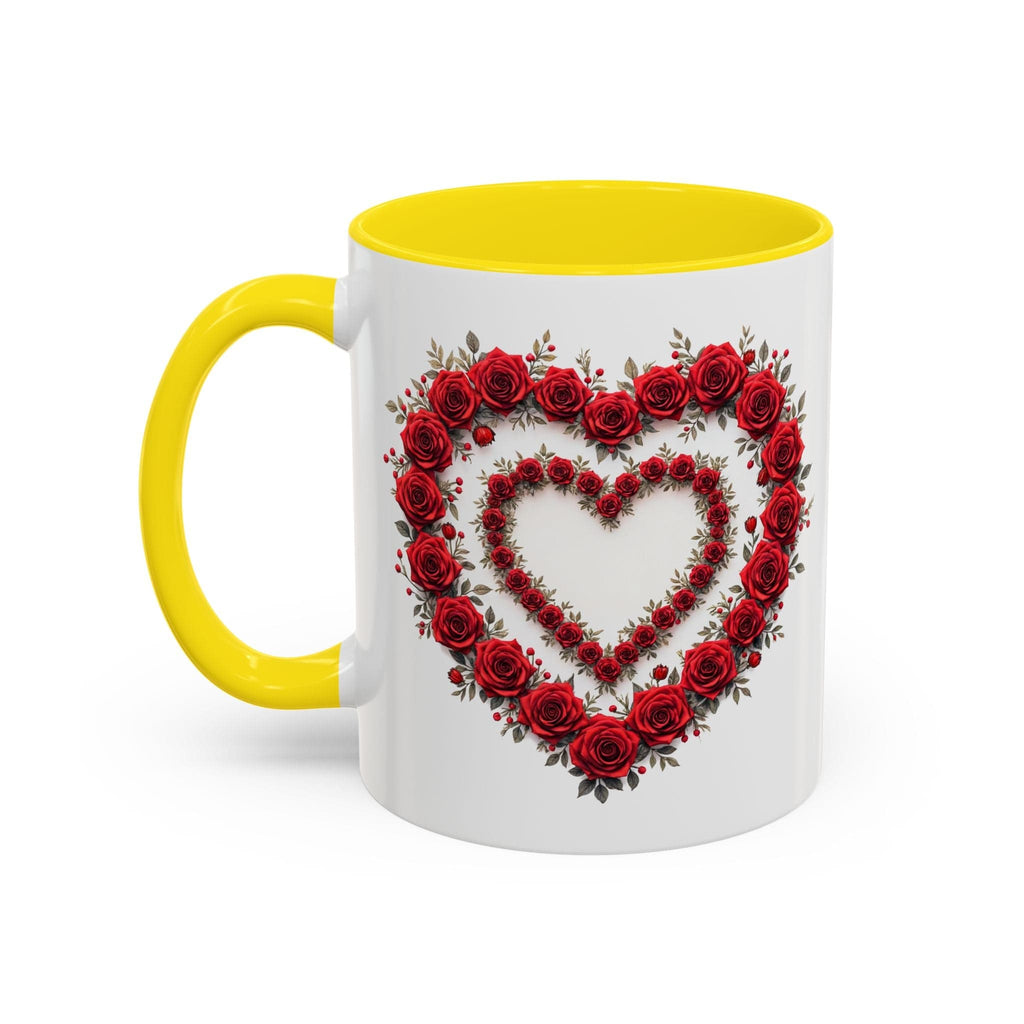 Printify Mug 11oz / Yellow Mug - Heartfelt Connection - Love & Romance QR Code Quote Video