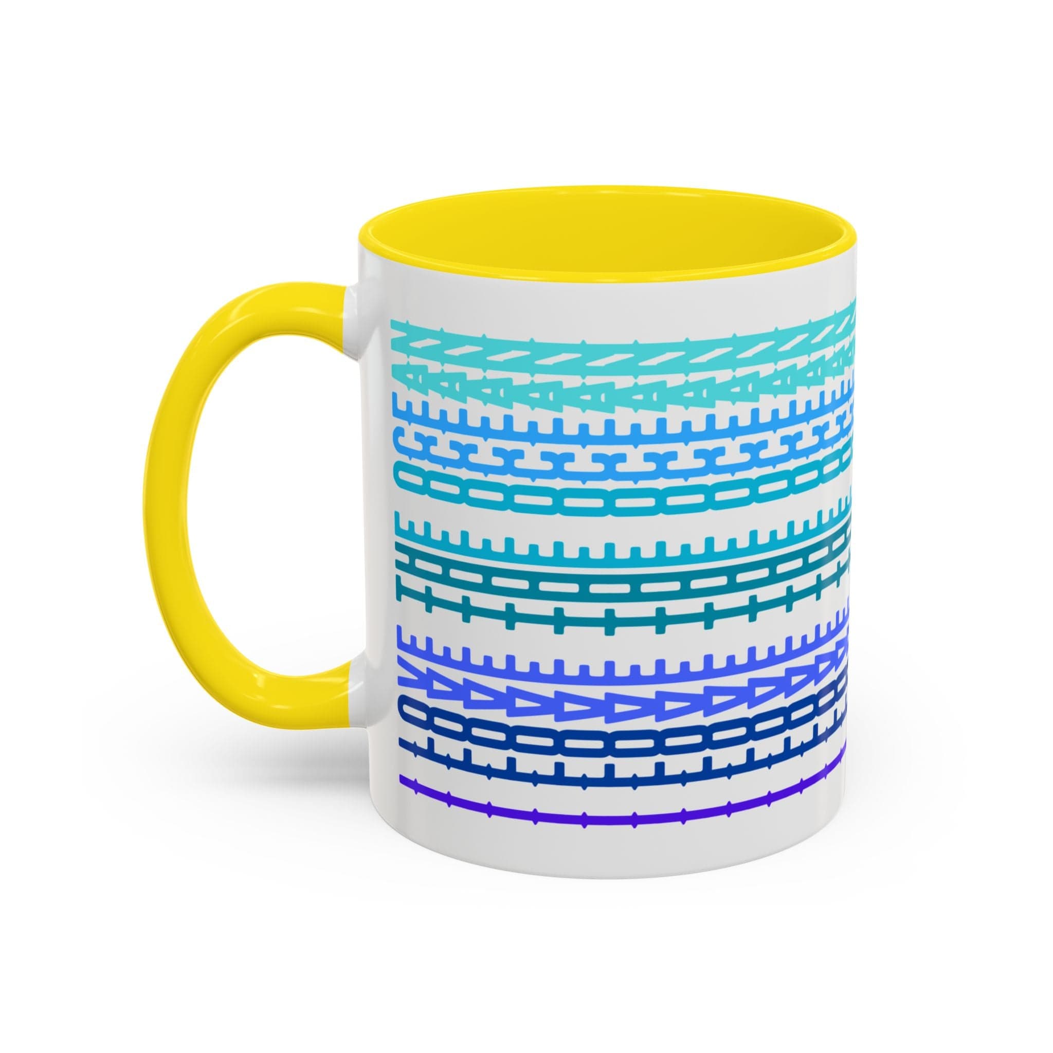 Printify Mug 11oz / Yellow Mug - I Love The Ocean - Hidden Message