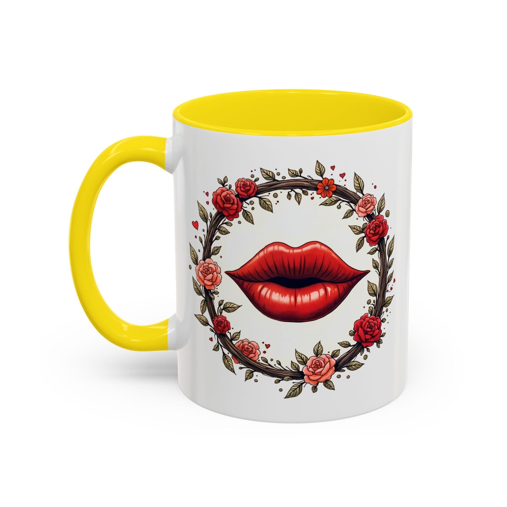 Printify Mug 11oz / Yellow Mug - Kiss Me - Love & Romance QR Code Quote Video