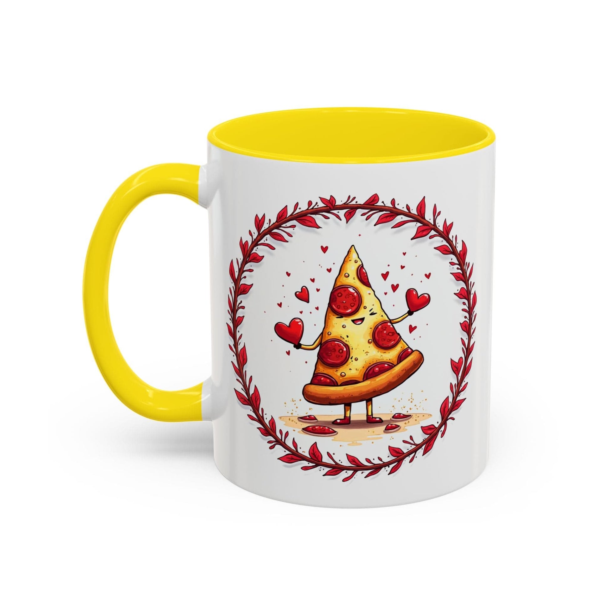Printify Mug 11oz / Yellow Mug - Love at First Bite - Love & Fun Mug with QR Code Quote Video