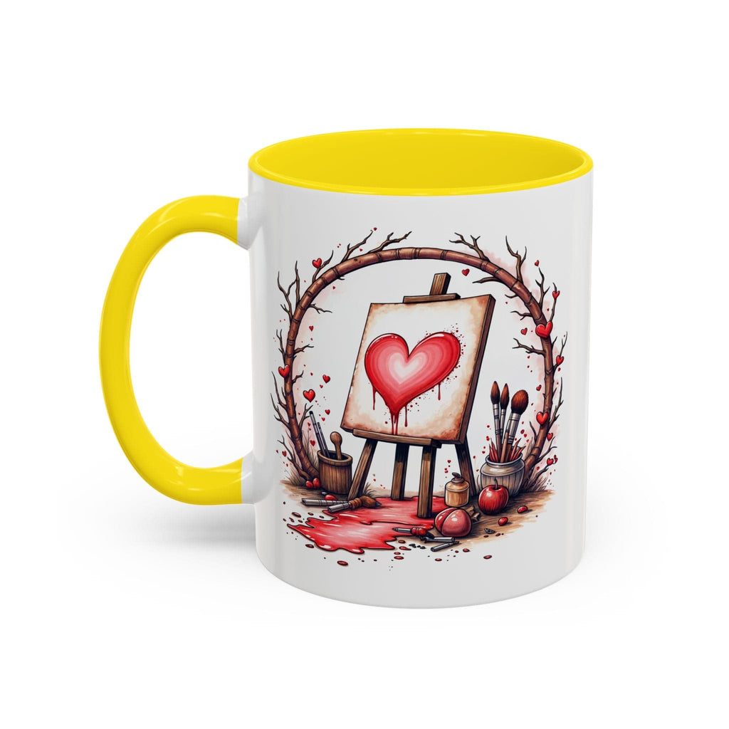 Printify Mug 11oz / Yellow Mug - My Masterpiece - Love & Fun Mug with QR Code Quote Video
