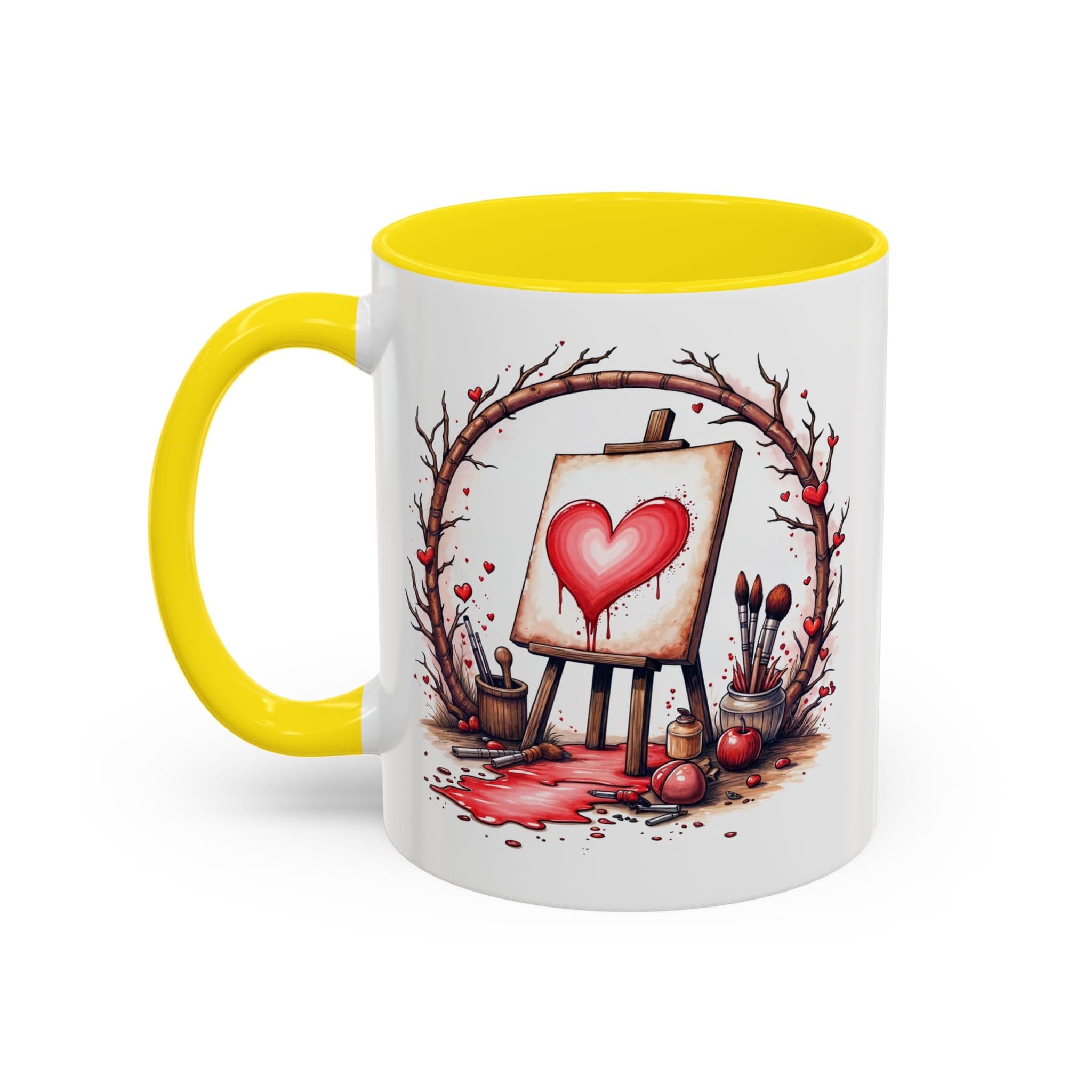 Printify Mug 11oz / Yellow Mug - My Masterpiece - Love & Fun Mug with QR Code Quote Video