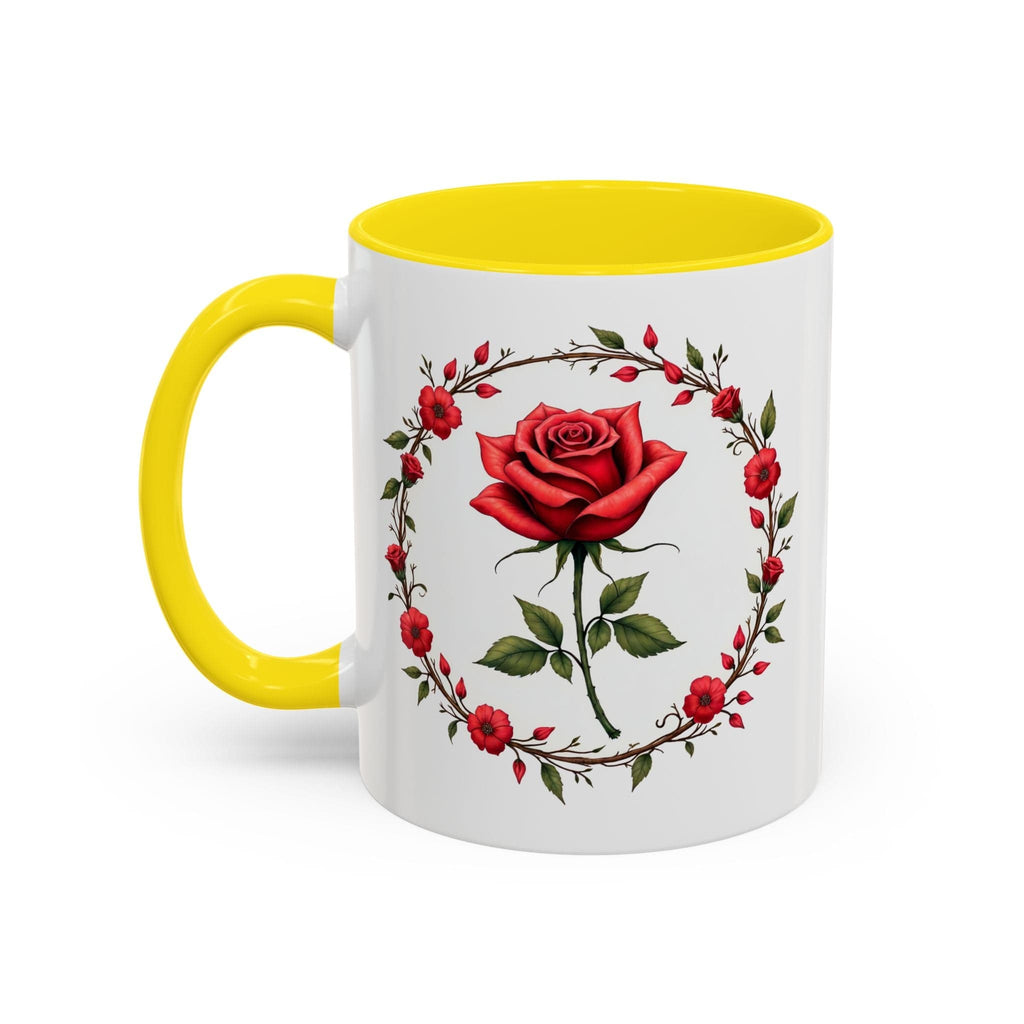Printify Mug 11oz / Yellow Mug - Petal Passion - Love & Romance QR Code Quote Video