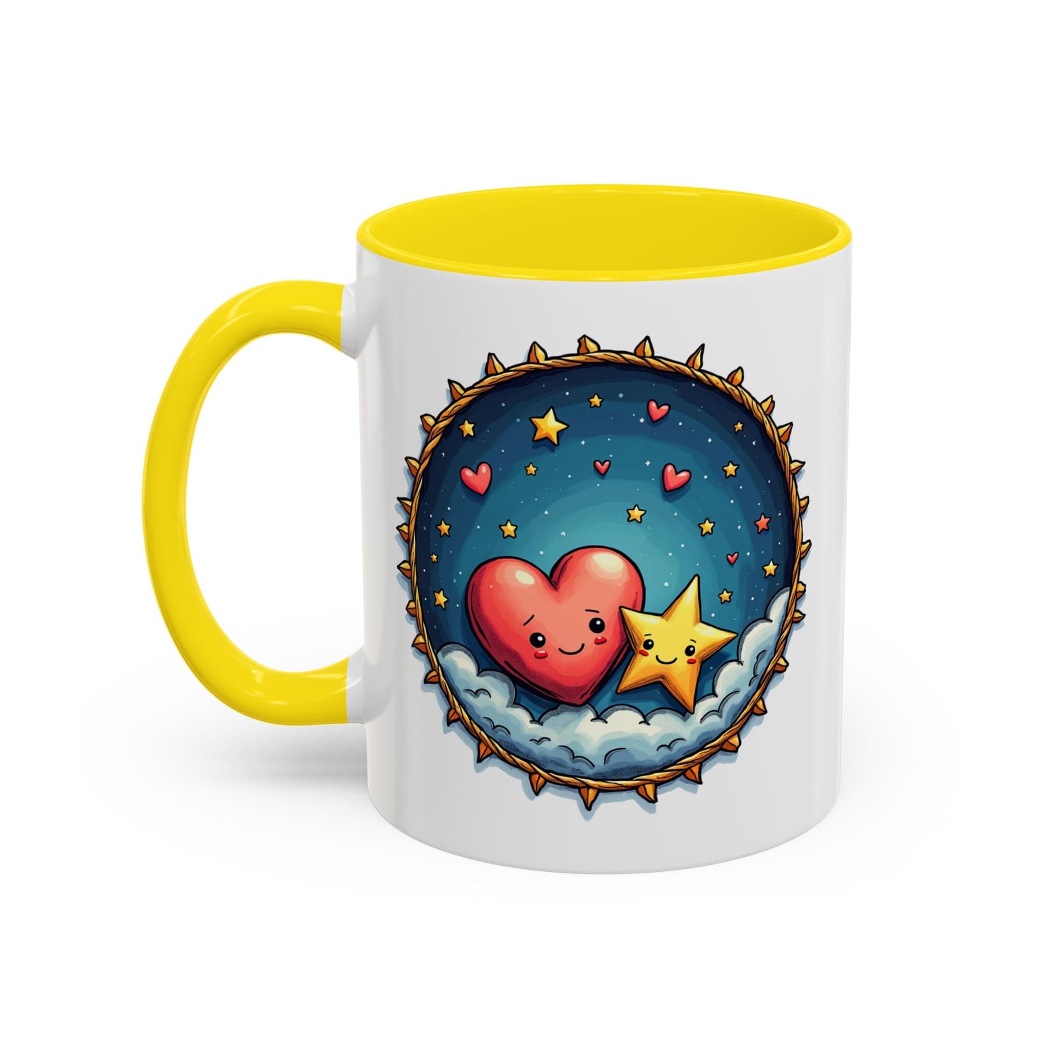 Printify Mug 11oz / Yellow Mug - Sparks of Love - Love & Fun Mug with QR Code Quote Video