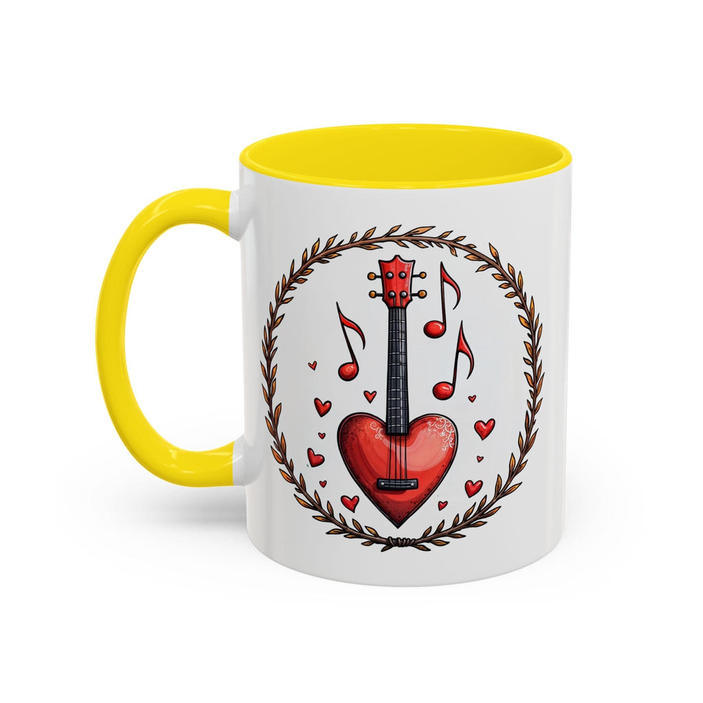 Printify Mug 11oz / Yellow Mug - Sweet Symphony - Love & Fun Mug with QR Code Quote Video
