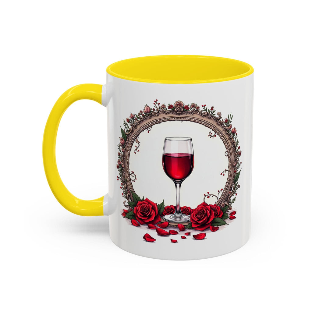 Printify Mug 11oz / Yellow Mug - Wine & Dine - Love & Romance QR Code Quote Video