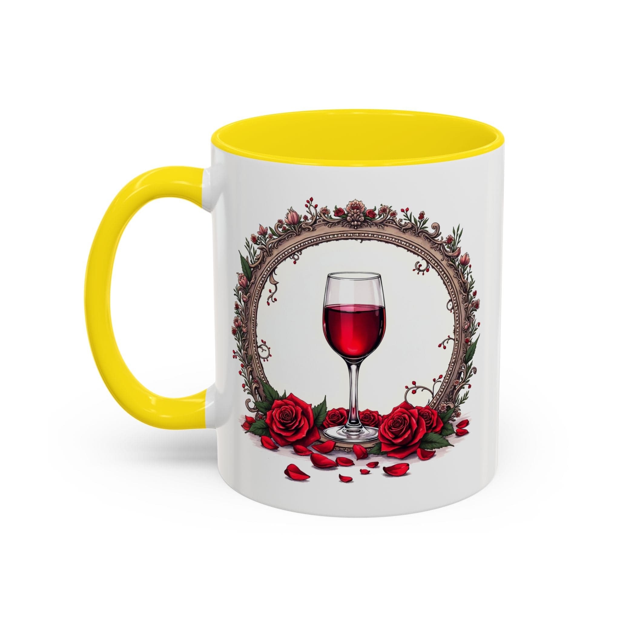 Printify Mug 11oz / Yellow Mug - Wine & Dine - Love & Romance QR Code Quote Video