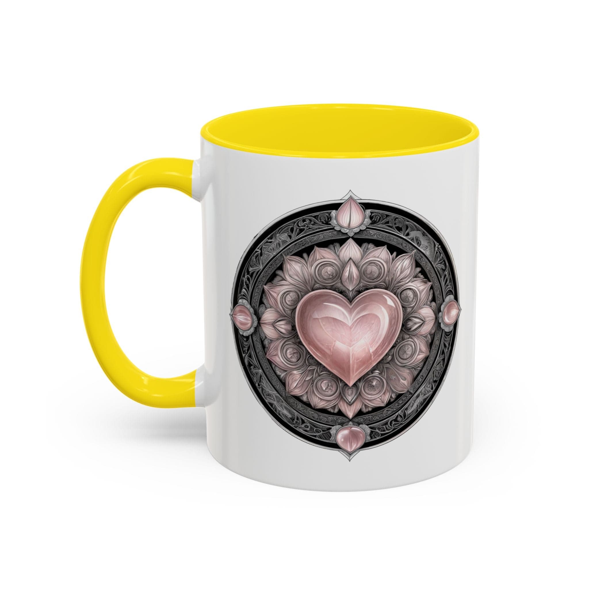 Printify Mug 11oz / Yellow Rose Quartz Love Crystal Coffee Mug with Heartwarming Quote and QR Code Beautiful Gemstone Gift for Valentines Day or Mothers Day