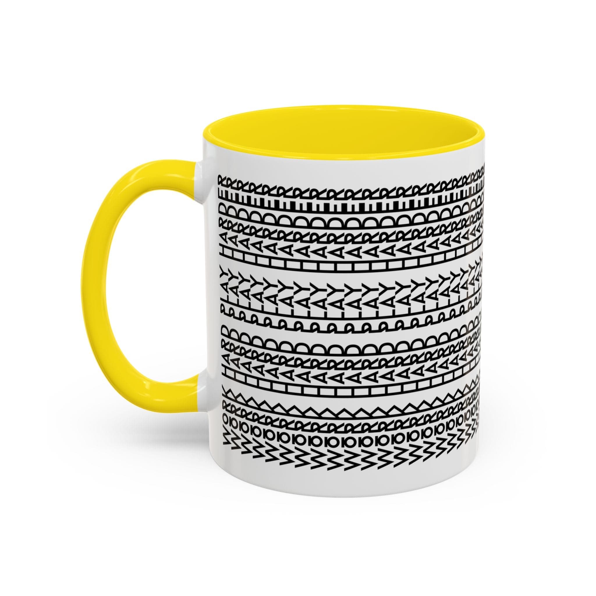 Printify Mug 11oz / Yellow Work Hard Play Harder - Hidden Message Mug