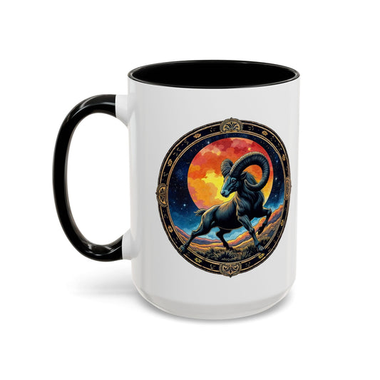 Printify Mug 15oz / Black Aries Zodiac Coffee Mug with Inspirational Quote and Smart QR Code Unique Astrology Gift Personalized Horoscope Mug for Aries Lovers