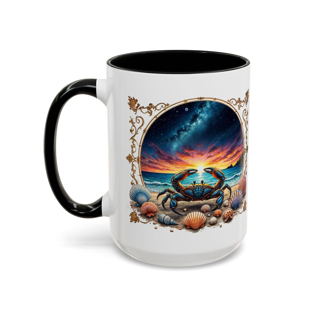 Printify Mug 15oz / Black Cancer Zodiac Coffee Mug with Inspirational Quote and Smart QR Code Nurturing Astrology Gift Personalized Horoscope Mug for Cancer Fans