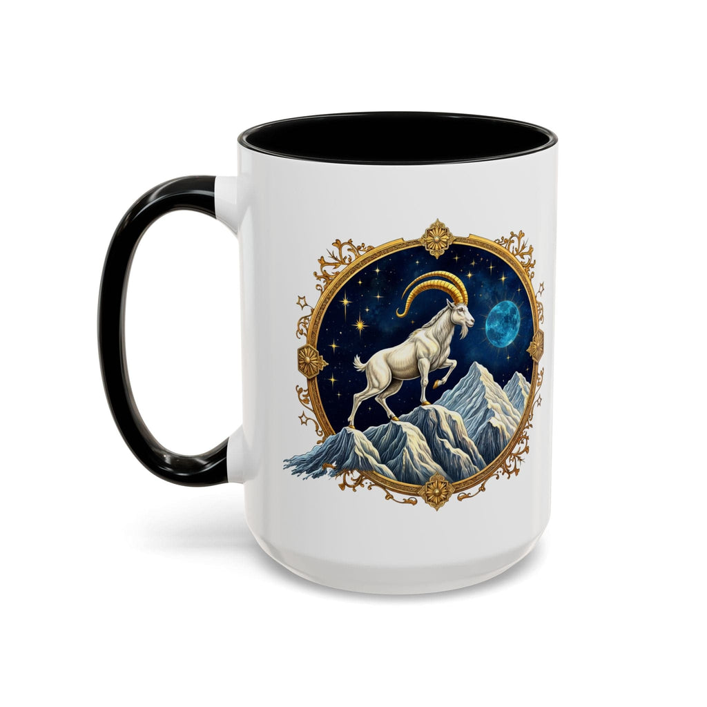 Printify Mug 15oz / Black Capricorn Zodiac Coffee Mug with Inspirational Quote and Smart QR Code Perfect Astrology Gift Unique Capricorn Horoscope Mug for Enthusiasts