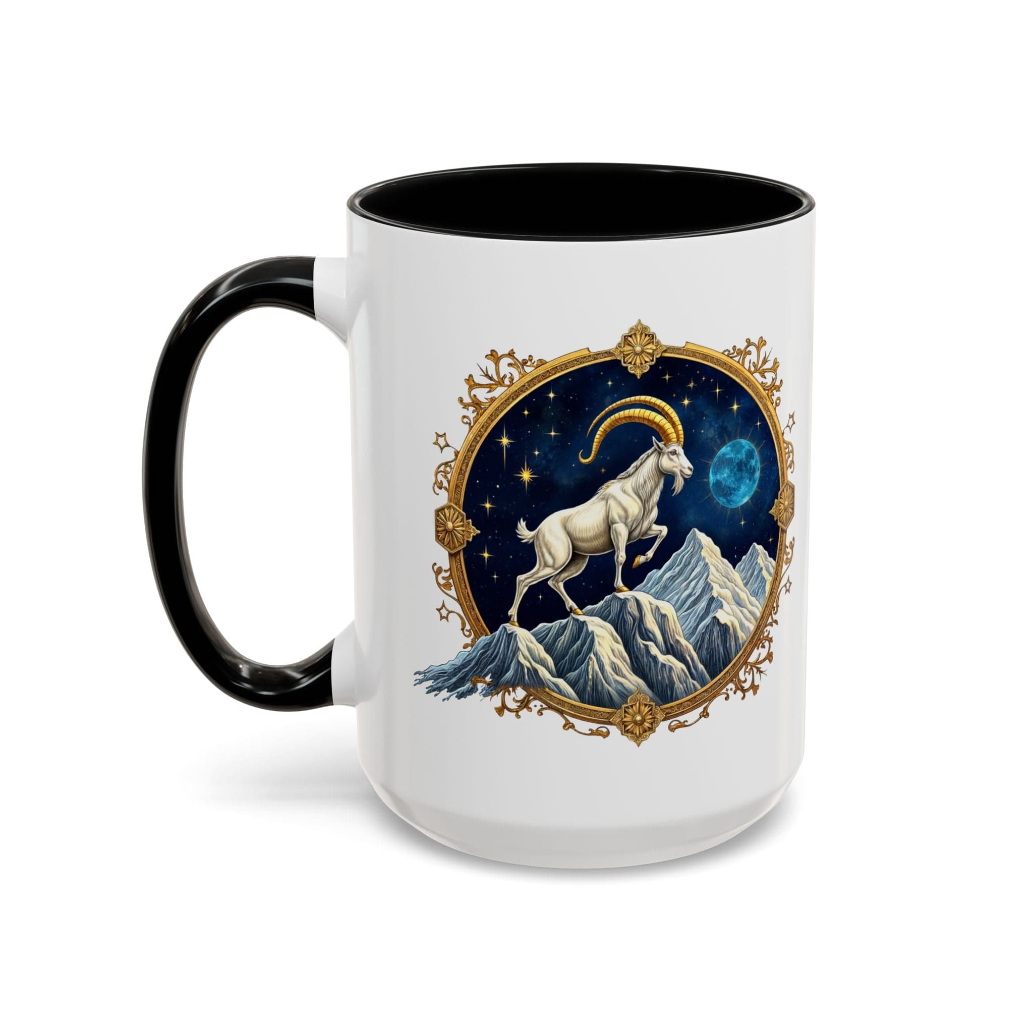 Printify Mug 15oz / Black Capricorn Zodiac Coffee Mug with Inspirational Quote and Smart QR Code Perfect Astrology Gift Unique Capricorn Horoscope Mug for Enthusiasts
