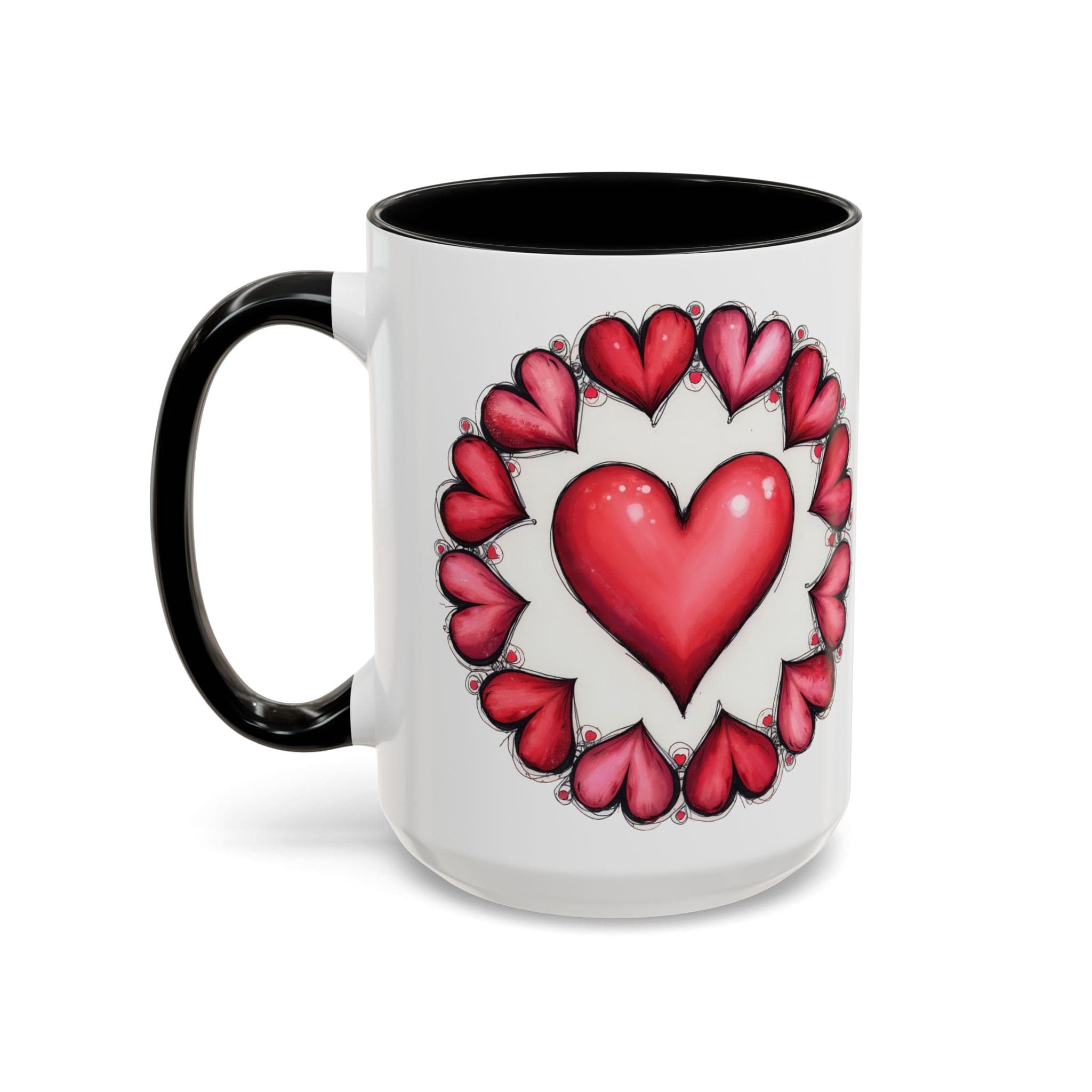 Printify Mug 15oz / Black Hearts Desire Mug Cherished Friend Lover Gift for Loved Ones Perfect Present for Romantic Relationship Moments QR Quote Video Keepsake