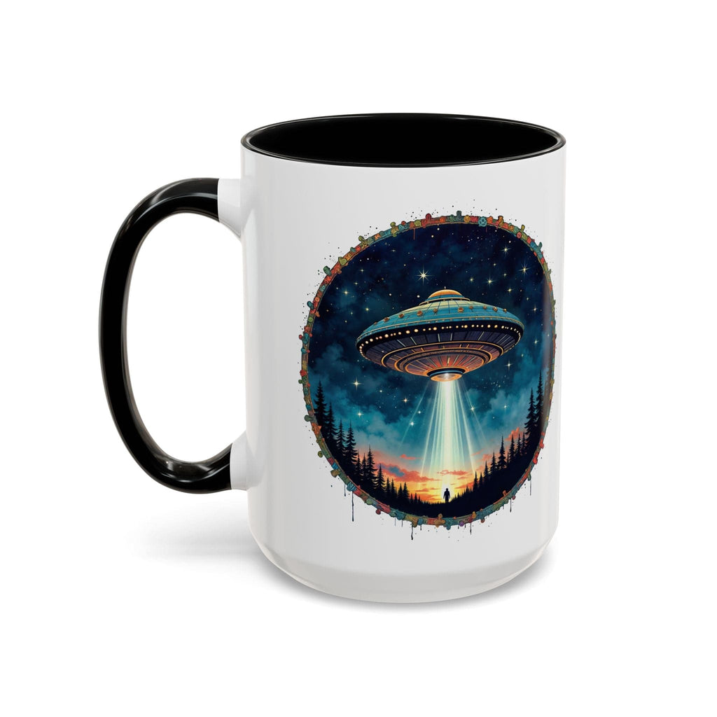 Printify Mug 15oz / Black Mug - Aliens Are Here - UFO & Cosmic QR Code Quote Video