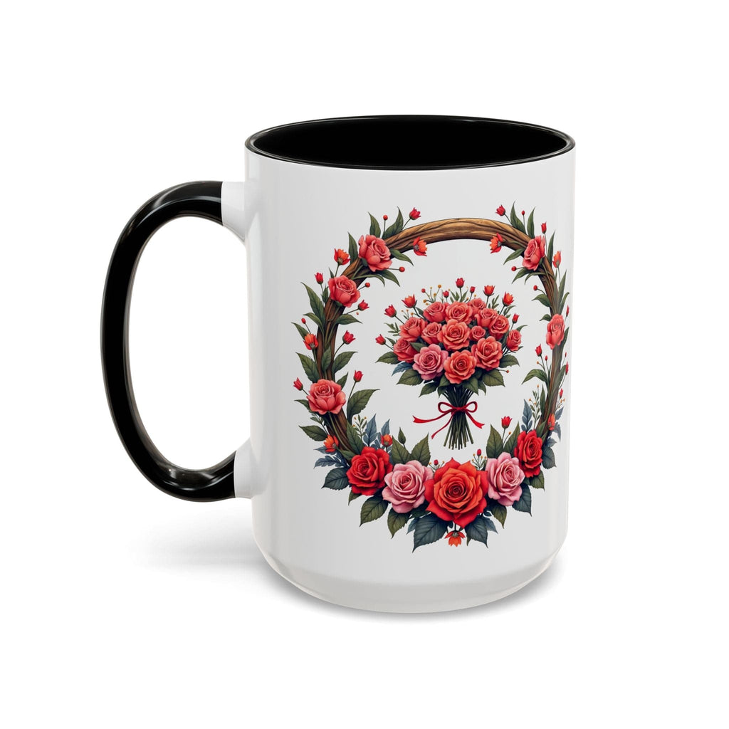Printify Mug 15oz / Black Mug - Blooming Love - Love & Romance QR Code Quote Video