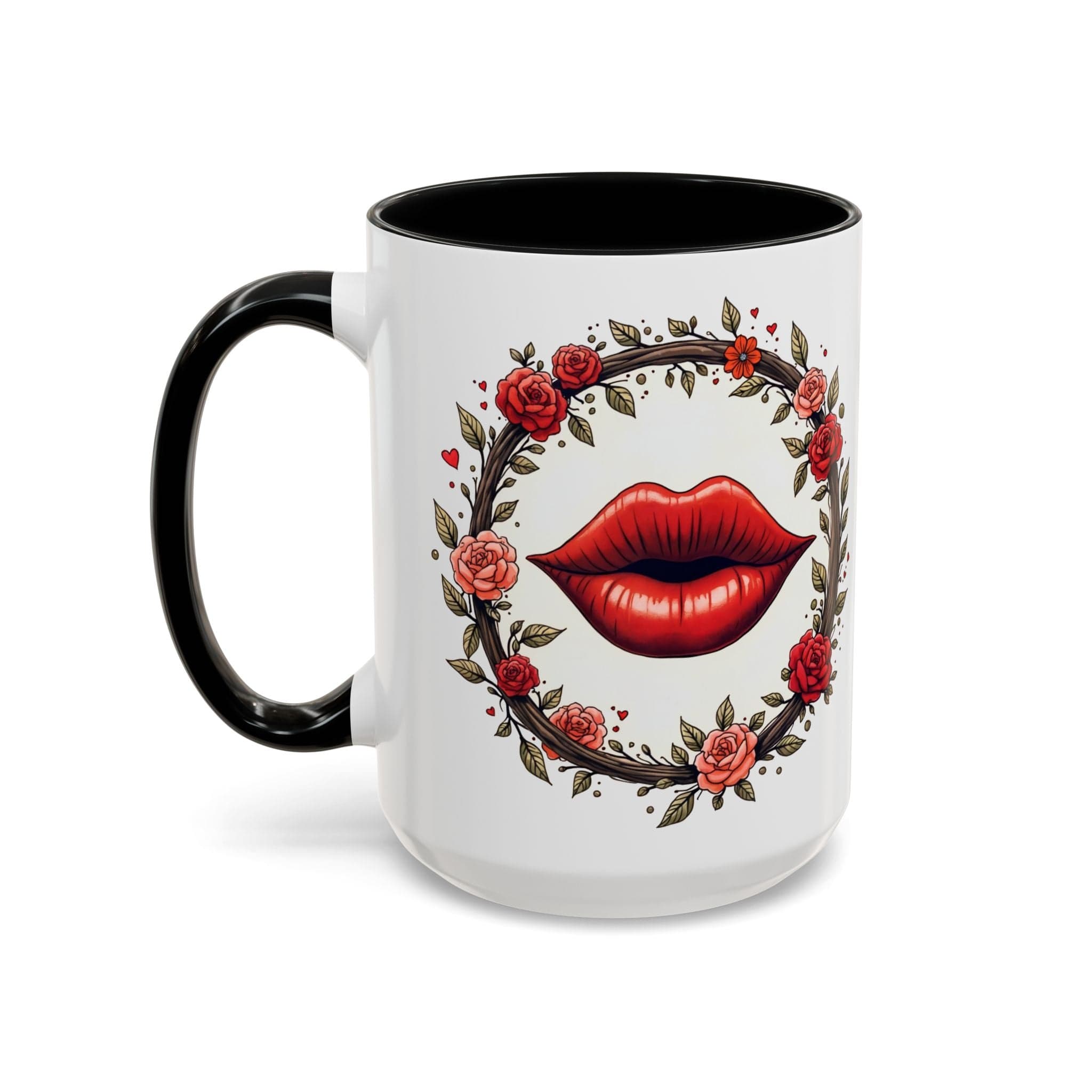 Printify Mug 15oz / Black Mug - Kiss Me - Love & Romance QR Code Quote Video
