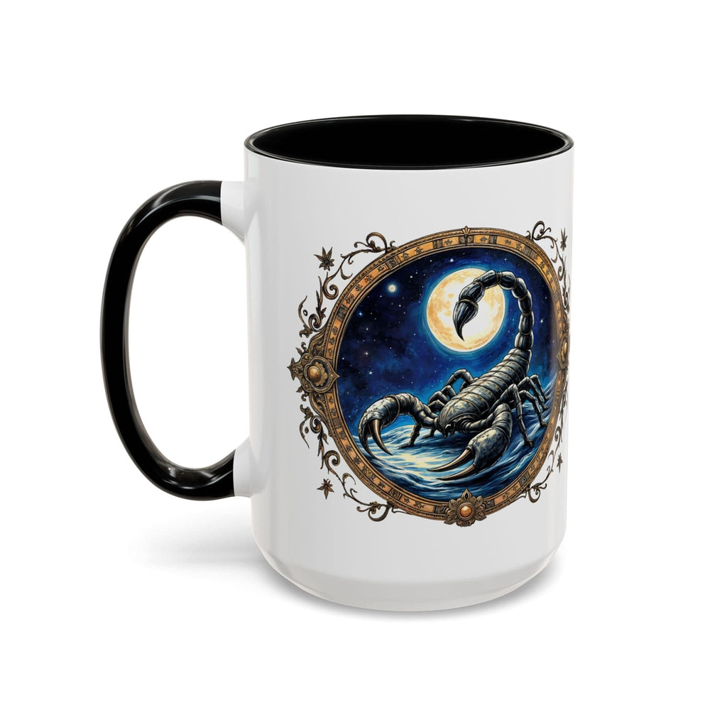 Printify Mug 15oz / Black Scorpio Zodiac Coffee Mug with Inspirational Quote and Smart QR Code Mysterious Astrology Gift Unique Horoscope Mug for Scorpio Lovers