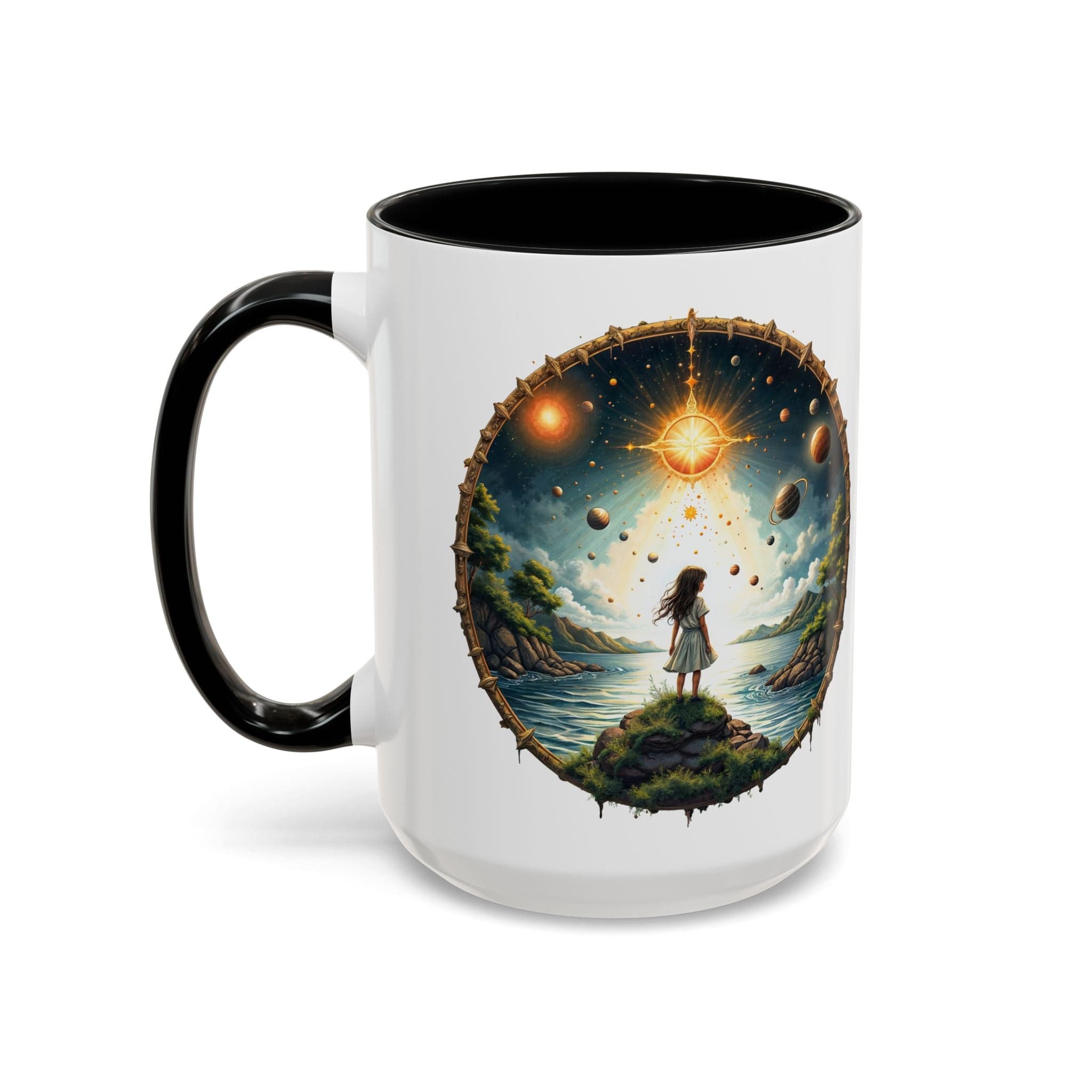 Printify Mug 15oz / Black UFO Coffee Mug with Exploring the Final Frontier Quote - Space Enthusiasts Who Enjoy Unique Gifts Hilarious Space Puns QR Code Quote Video