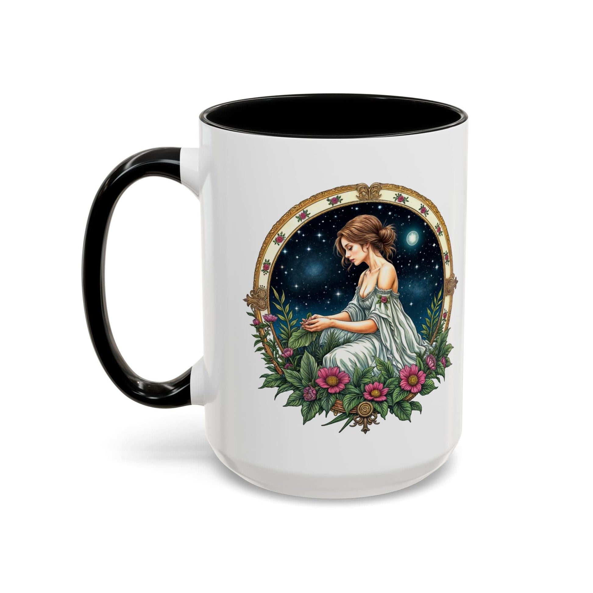 Printify Mug 15oz / Black Virgo Zodiac Coffee Mug with Inspirational Quote and Smart QR Code Elegant Astrology Gift Unique Horoscope Mug for Virgo Lovers