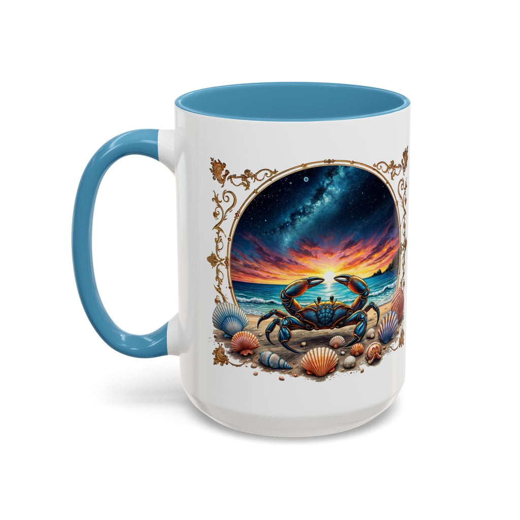 Printify Mug 15oz / Light Blue Cancer Zodiac Coffee Mug with Inspirational Quote and Smart QR Code Nurturing Astrology Gift Personalized Horoscope Mug for Cancer Fans