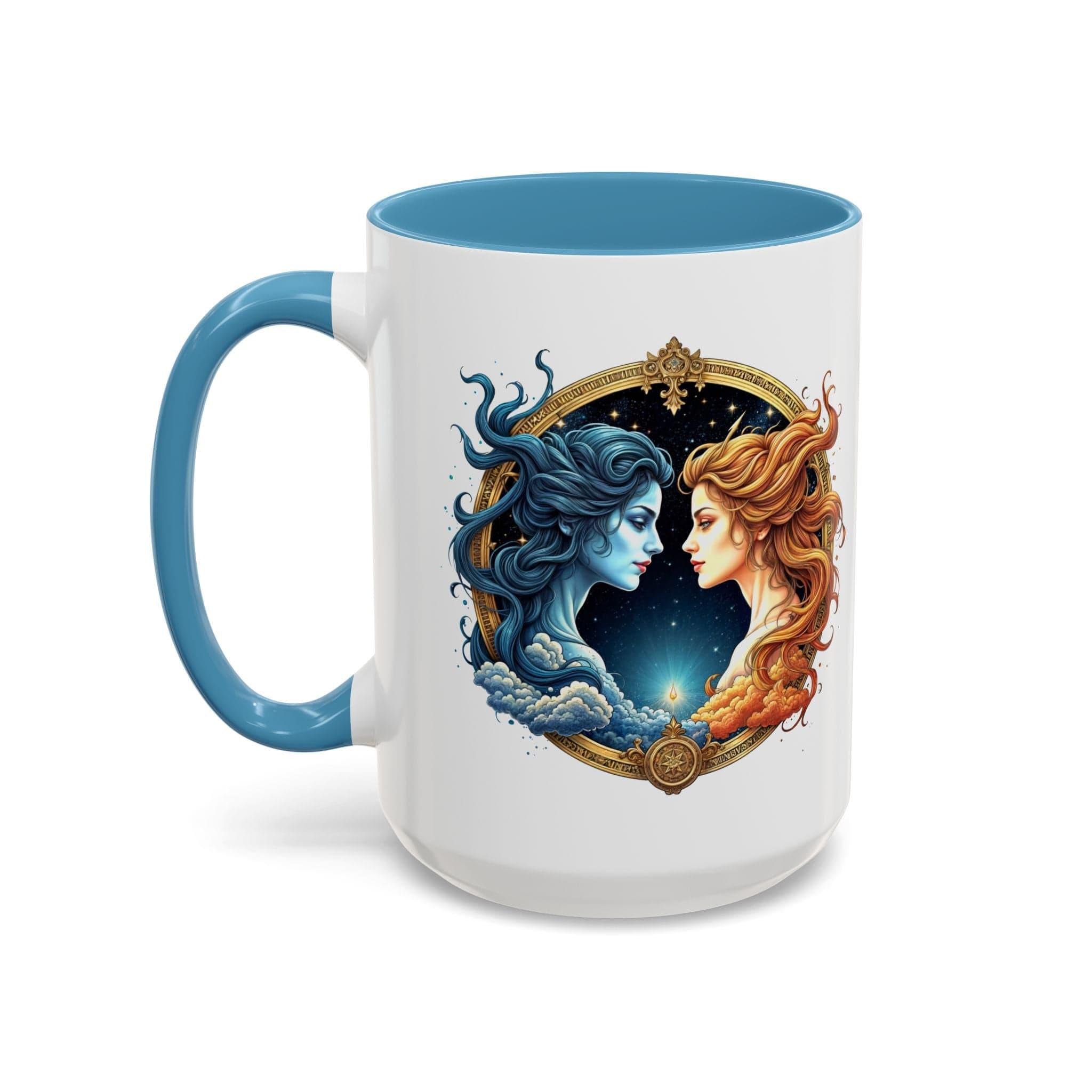 Printify Mug 15oz / Light Blue Gemini Zodiac Coffee Mug with Inspirational Quote and Smart QR Code Fun Astrology Gift Unique Horoscope Mug for Gemini Lovers