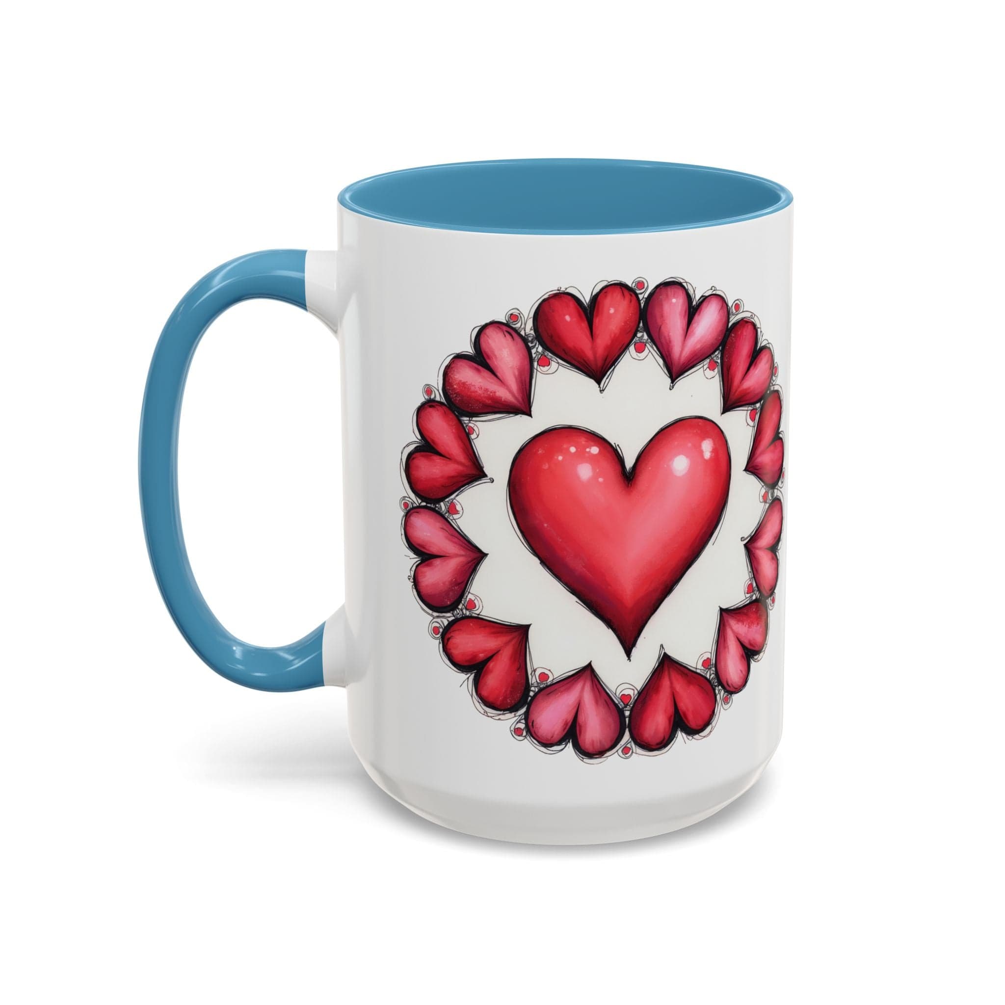 Printify Mug 15oz / Light Blue Hearts Desire Mug Cherished Friend Lover Gift for Loved Ones Perfect Present for Romantic Relationship Moments QR Quote Video Keepsake