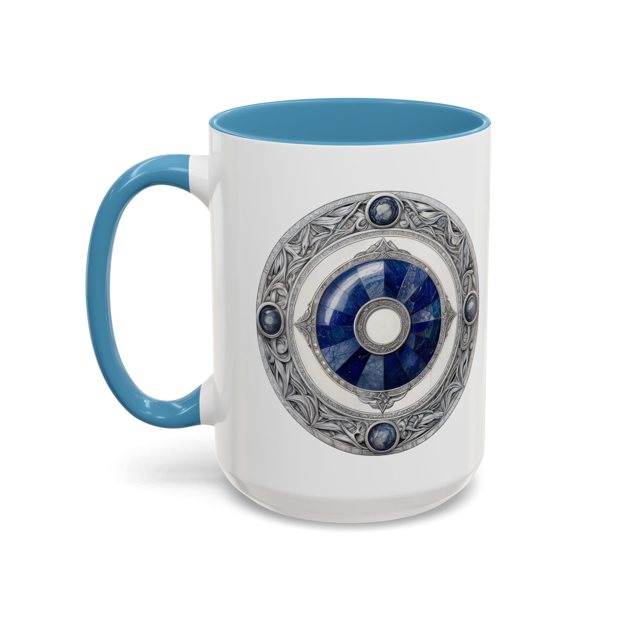 Printify Mug 15oz / Light Blue Lapis Lazuli Gemstone Mug with Inspirational Quote and QR Code Perfect for Dreamers Spiritual Seekers and Crystal Lovers
