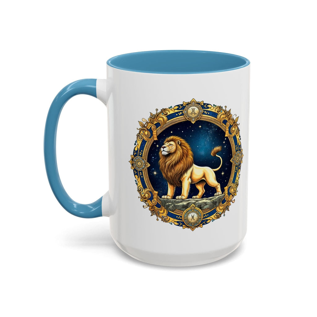 Printify Mug 15oz / Light Blue Leo Zodiac Coffee Mug with Inspirational Quote and Smart QR Code Bold Astrology Gift Custom Horoscope Lovers Mug for Leo Enthusiasts