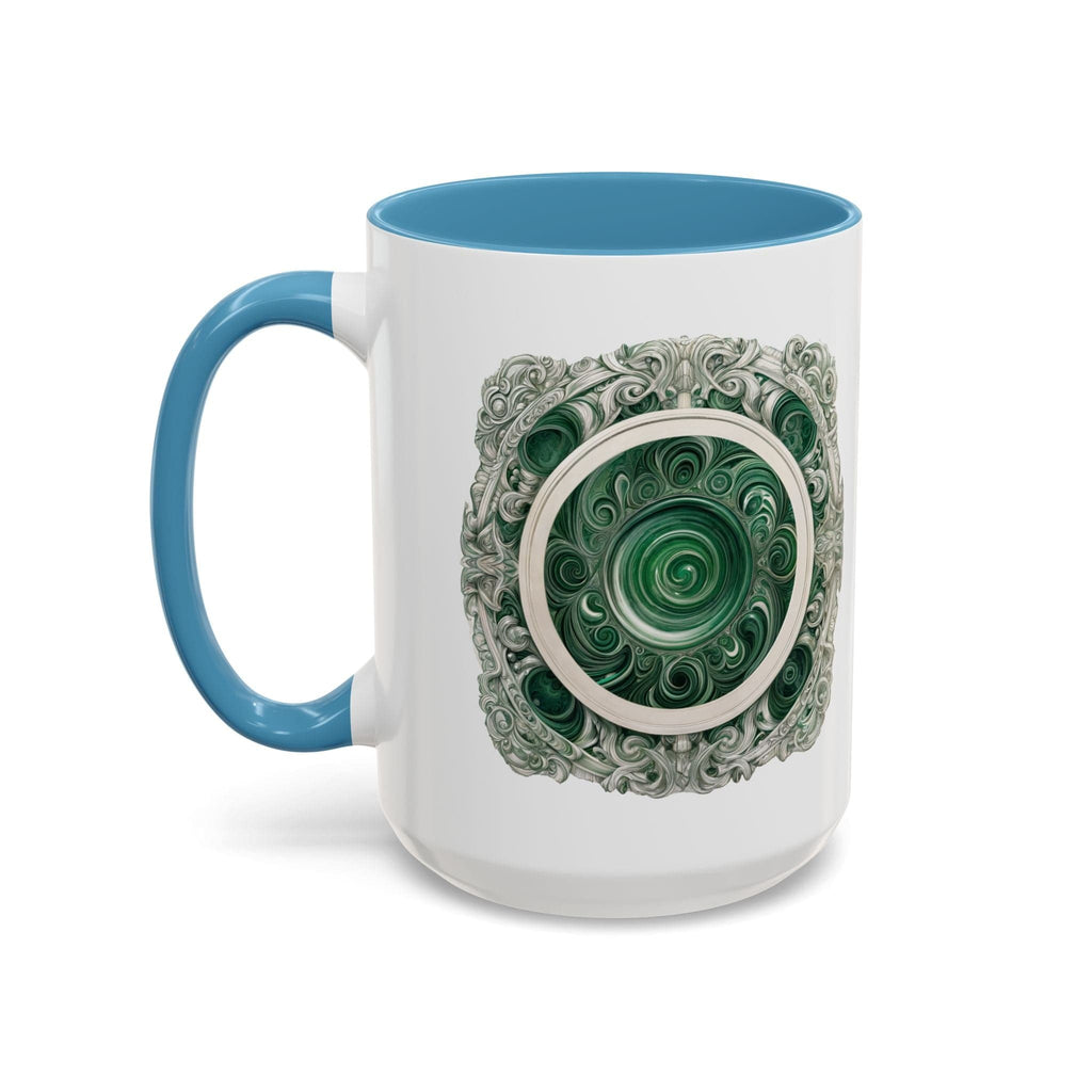 Printify Mug 15oz / Light Blue Malachite Crystal Coffee Mug with Inspirational Quote and QR Code Beautiful Gemstone Gift for Green Thumbs and Spiritual Lovers