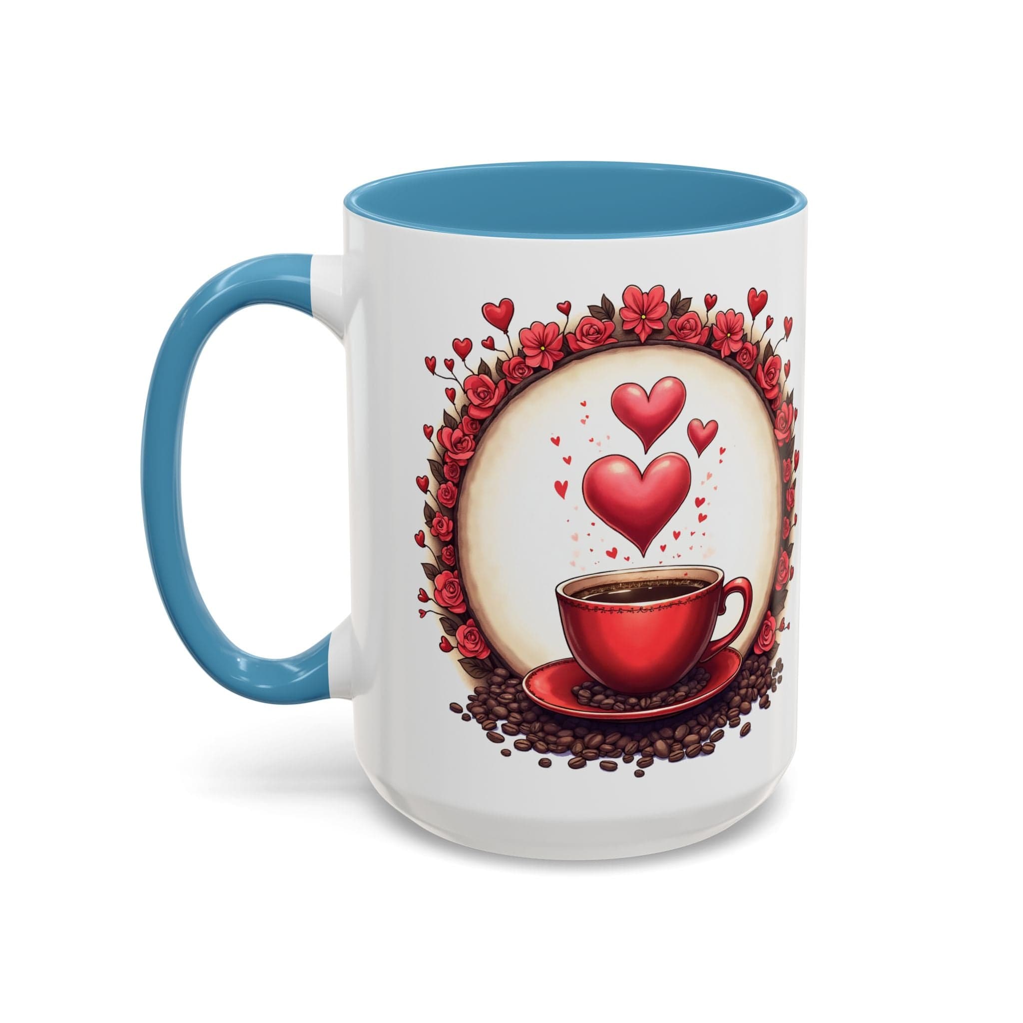 Printify Mug 15oz / Light Blue Mug - Brew-tiful Love - Love & Fun Mug with QR Code Quote Video