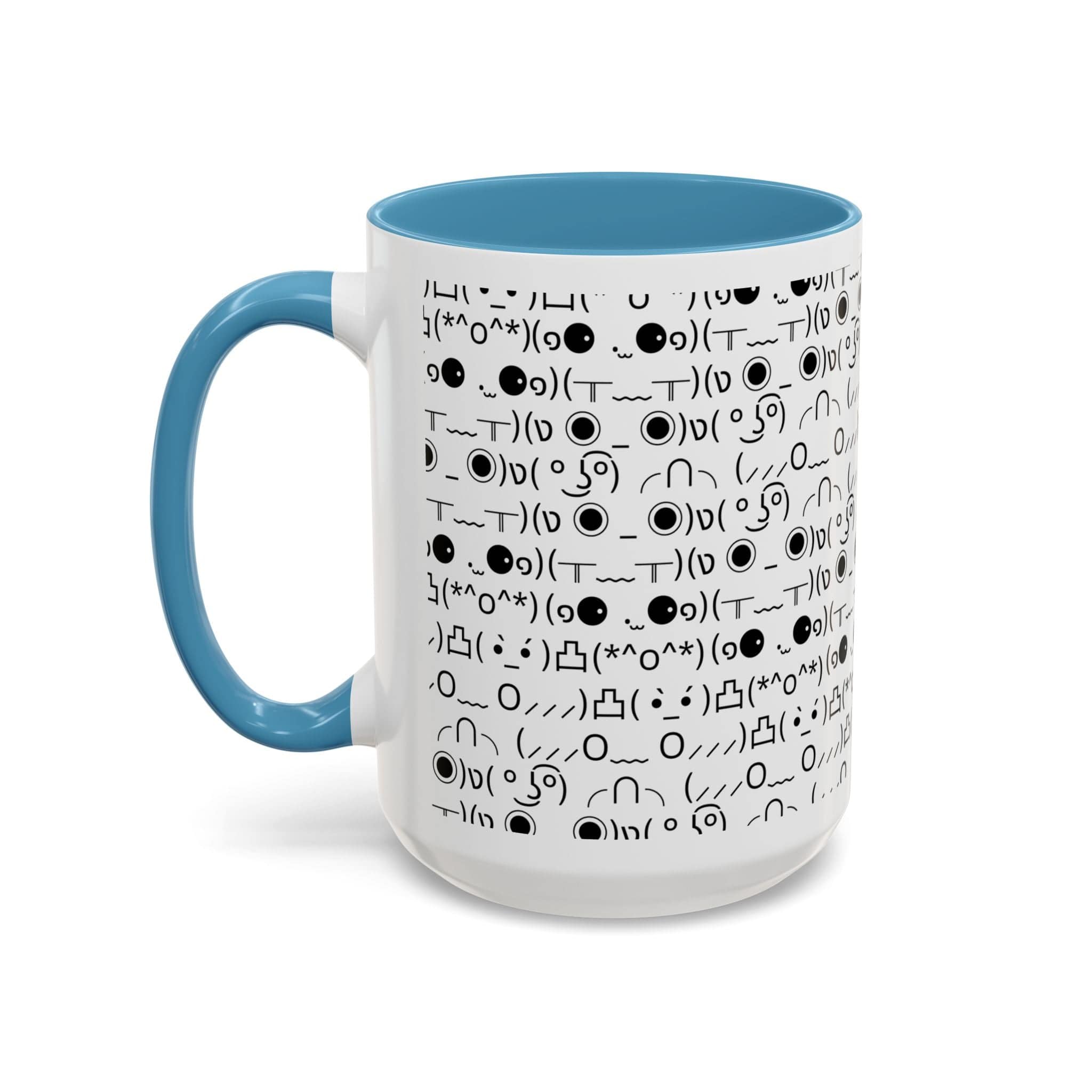 Printify Mug 15oz / Light Blue Mug - (๑⚈ ․̫ ⚈๑) Emoji- Hidden Message