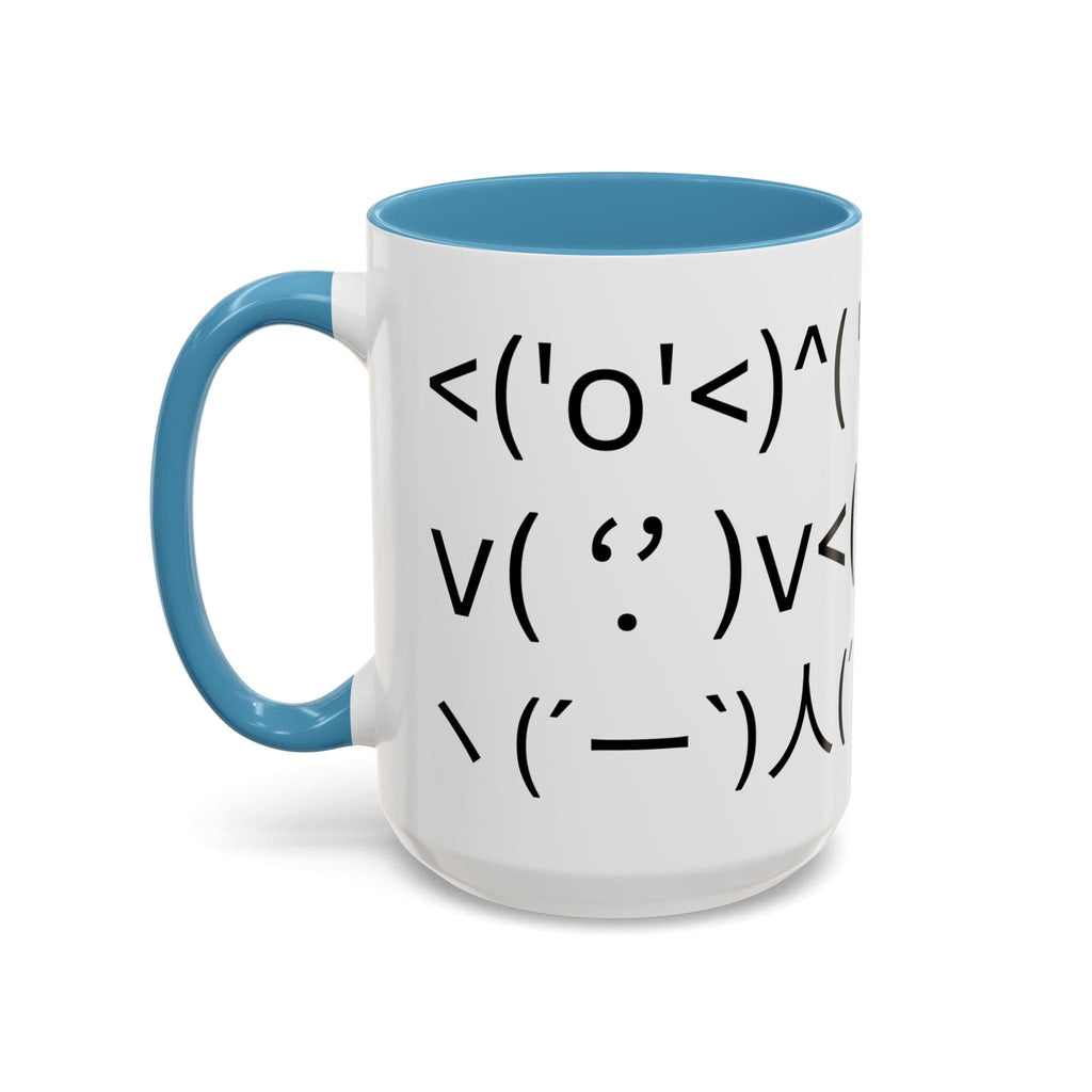 Printify Mug 15oz / Light Blue Mug - ^( '-' )^ Emoticon - Hidden Message