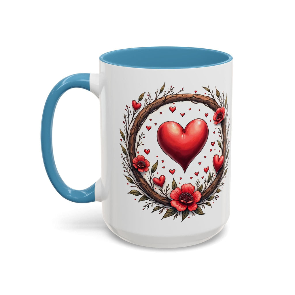Printify Mug 15oz / Light Blue Mug - Heartbeat Harmony - Love & Romance QR Code Quote Video