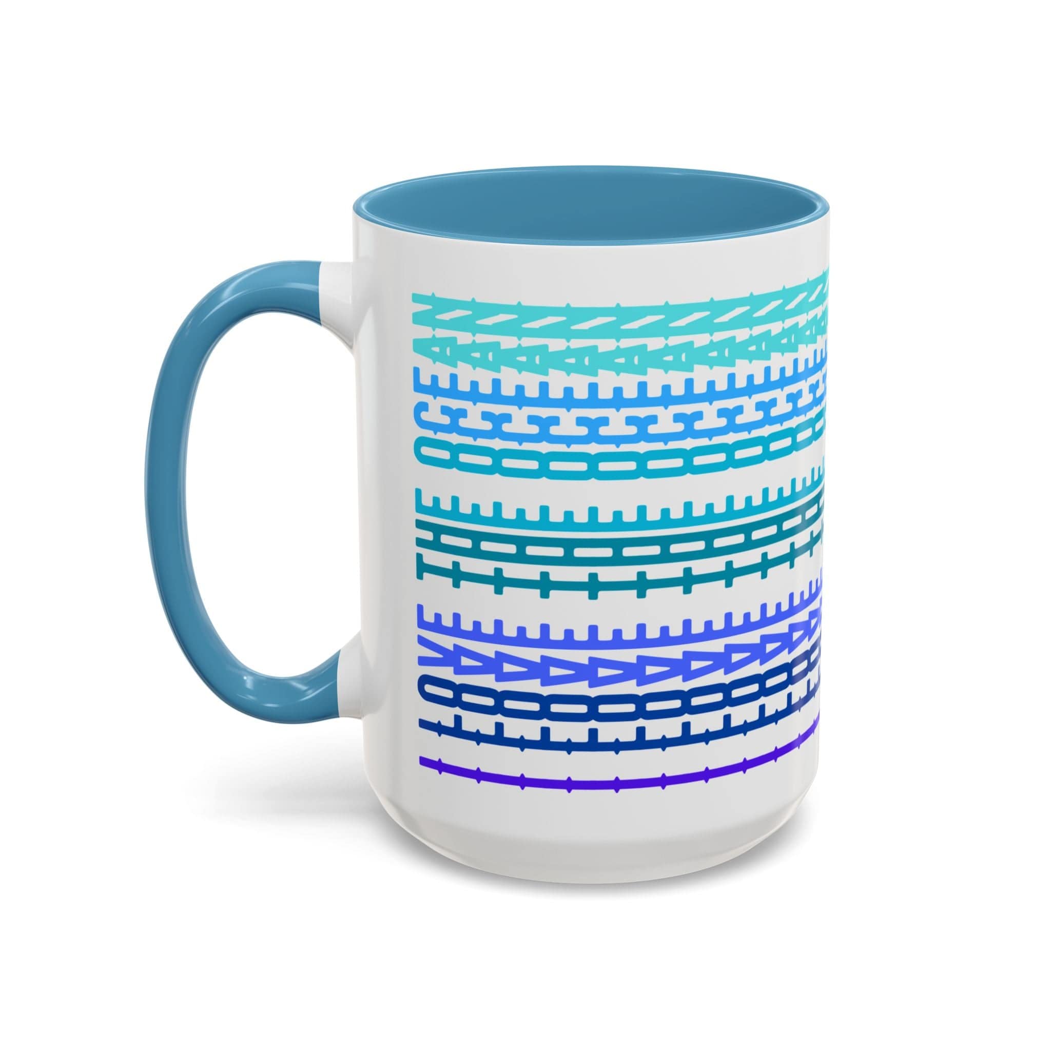 Printify Mug 15oz / Light Blue Mug - I Love The Ocean - Hidden Message