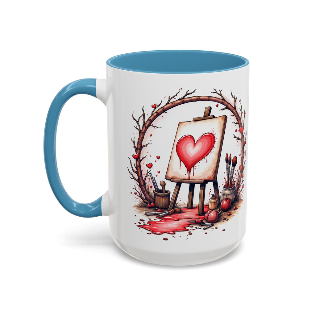 Printify Mug 15oz / Light Blue Mug - My Masterpiece - Love & Fun Mug with QR Code Quote Video