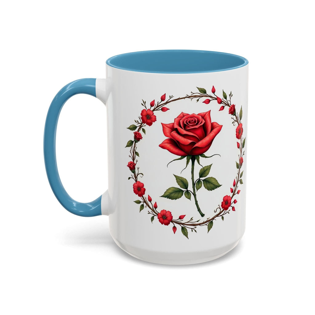 Printify Mug 15oz / Light Blue Mug - Petal Passion - Love & Romance QR Code Quote Video