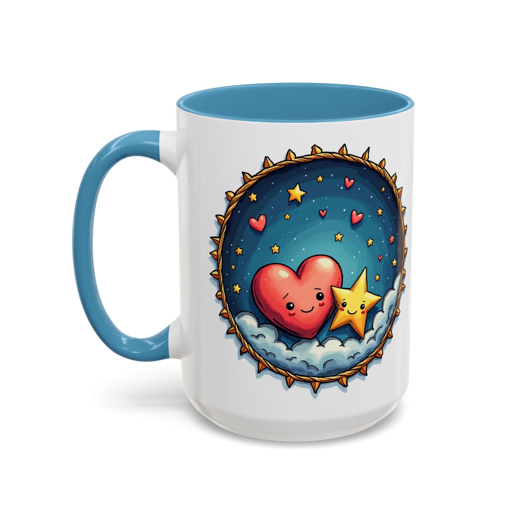 Printify Mug 15oz / Light Blue Mug - Sparks of Love - Love & Fun Mug with QR Code Quote Video