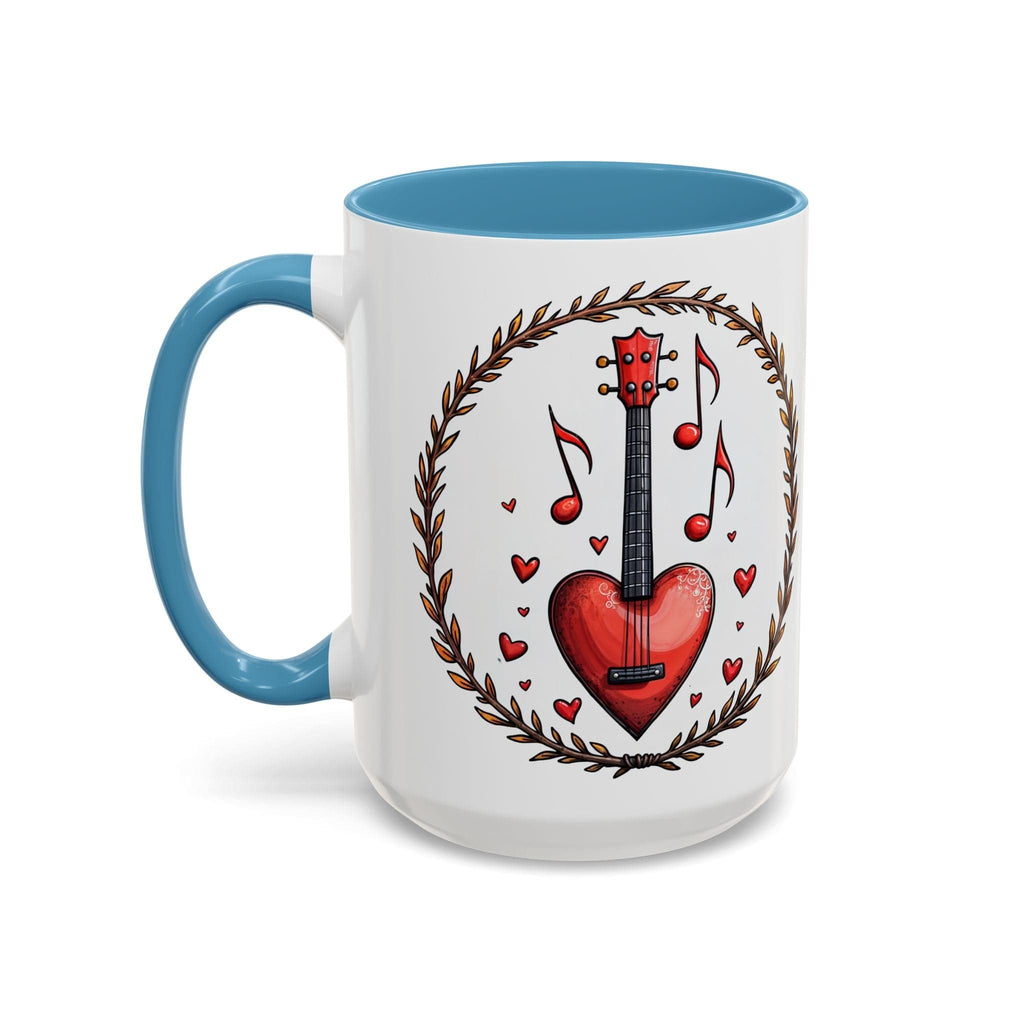 Printify Mug 15oz / Light Blue Mug - Sweet Symphony - Love & Fun Mug with QR Code Quote Video