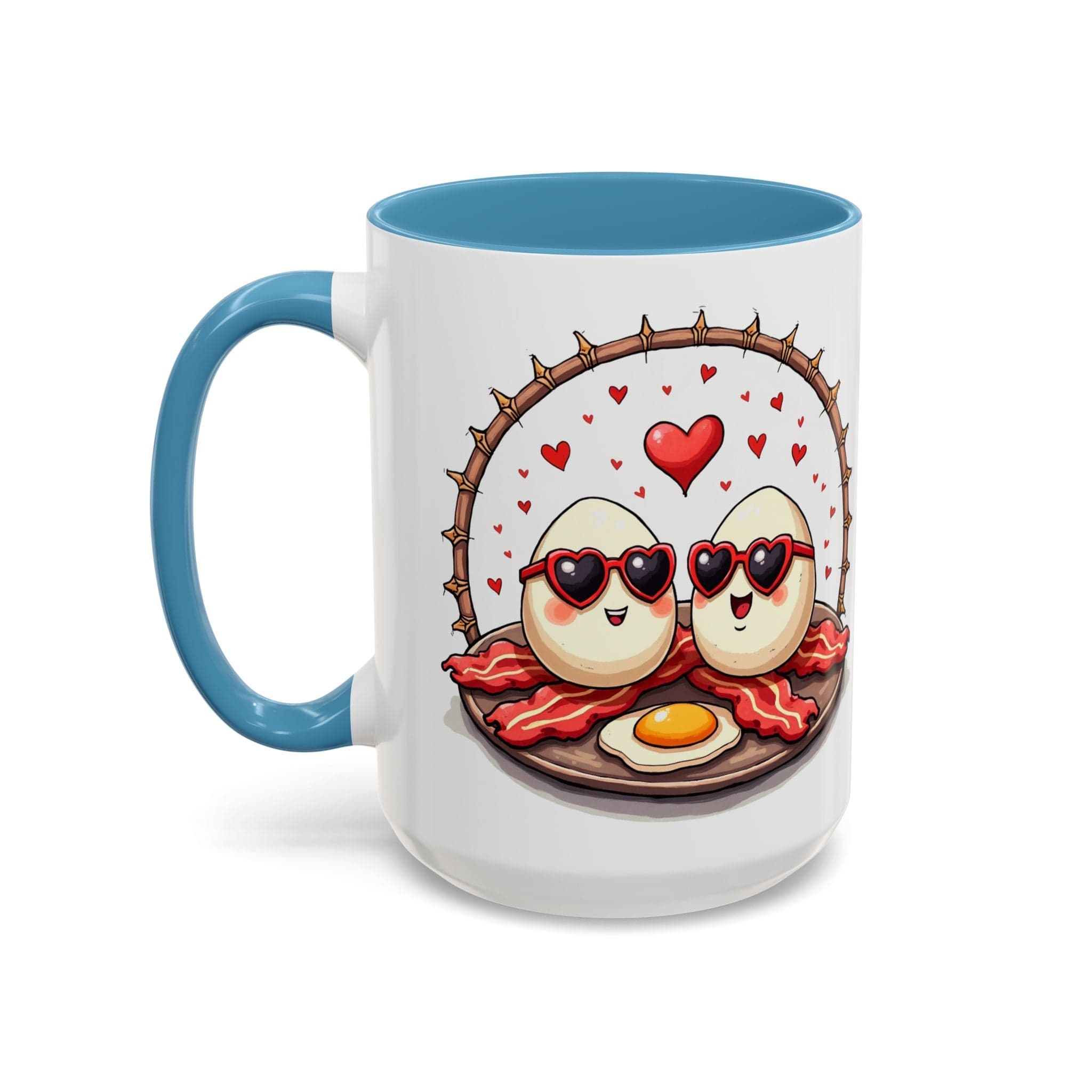 Printify Mug 15oz / Light Blue Mug - Unbeatable Love - Love & Fun Mug with QR Code Quote Video