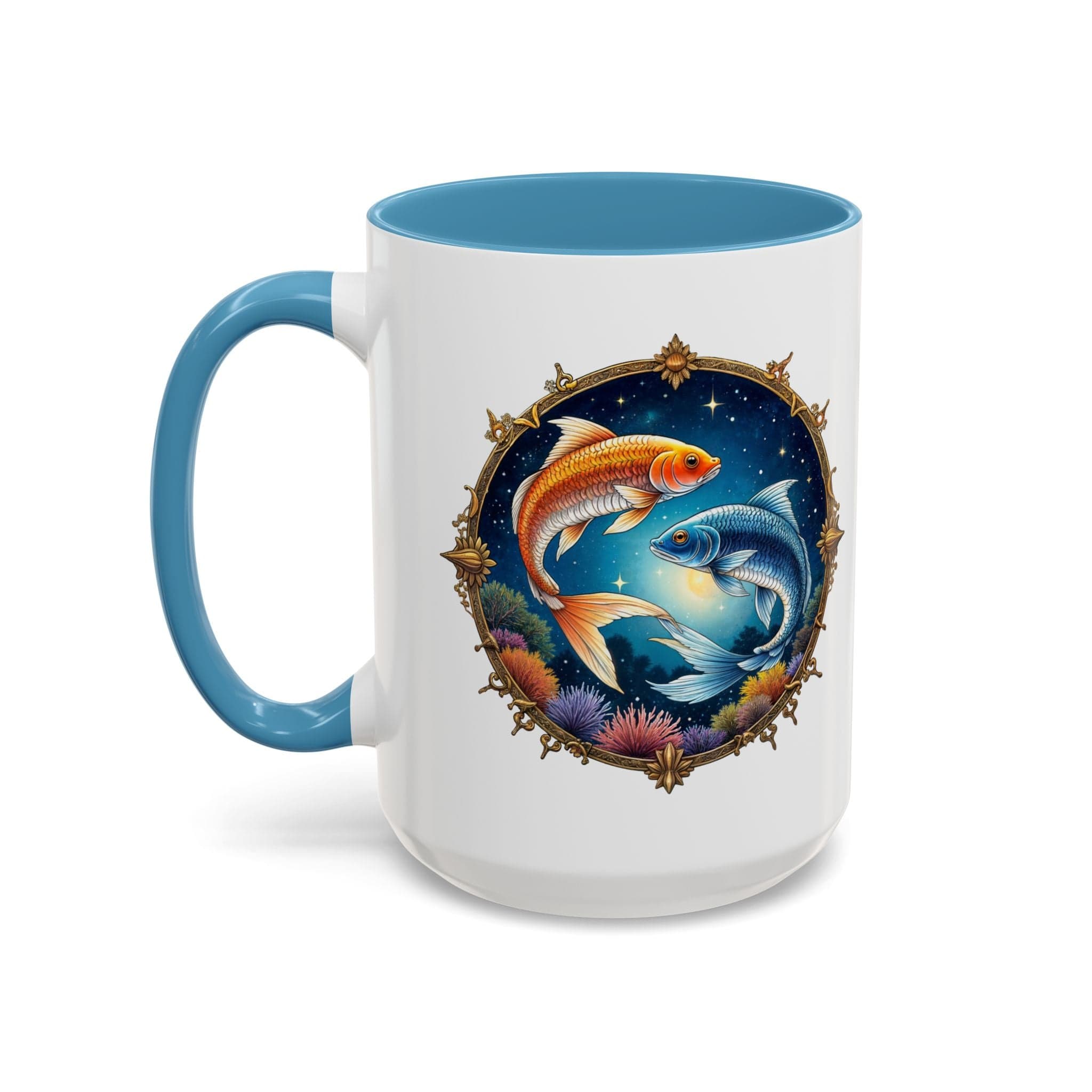 Printify Mug 15oz / Light Blue Pisces Zodiac Coffee Mug with Inspirational Quote and Smart QR Code Dreamy Astrology Gift Custom Horoscope Mug for Pisces Fans