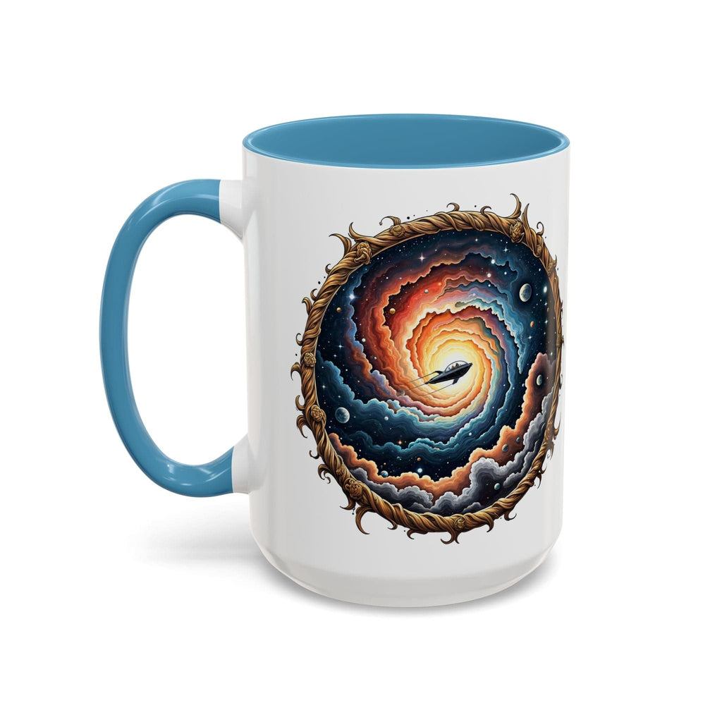 Printify Mug 15oz / Light Blue UFO Coffee Mug with Humorous Alien Quote - for Skeptical Science Lover Who Enjoy Unique Quirky Gift Hilarious Space Joke QR Code Quote Video