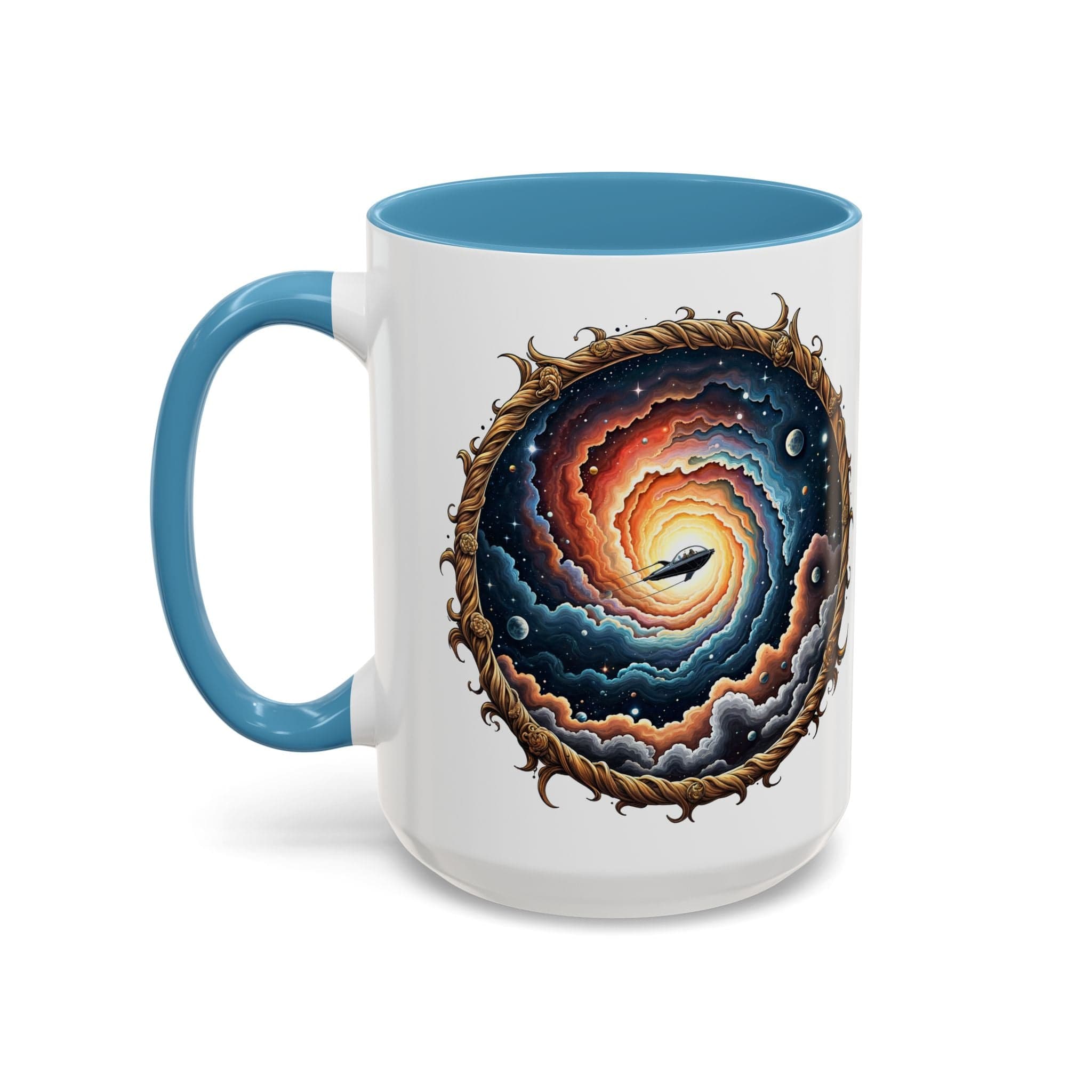 Printify Mug 15oz / Light Blue UFO Coffee Mug with Humorous Alien Quote - for Skeptical Science Lover Who Enjoy Unique Quirky Gift Hilarious Space Joke QR Code Quote Video