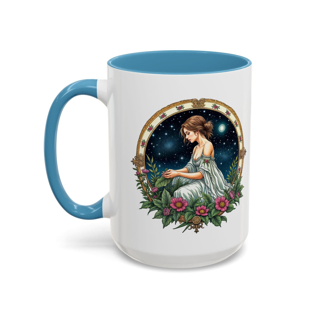 Printify Mug 15oz / Light Blue Virgo Zodiac Coffee Mug with Inspirational Quote and Smart QR Code Elegant Astrology Gift Unique Horoscope Mug for Virgo Lovers