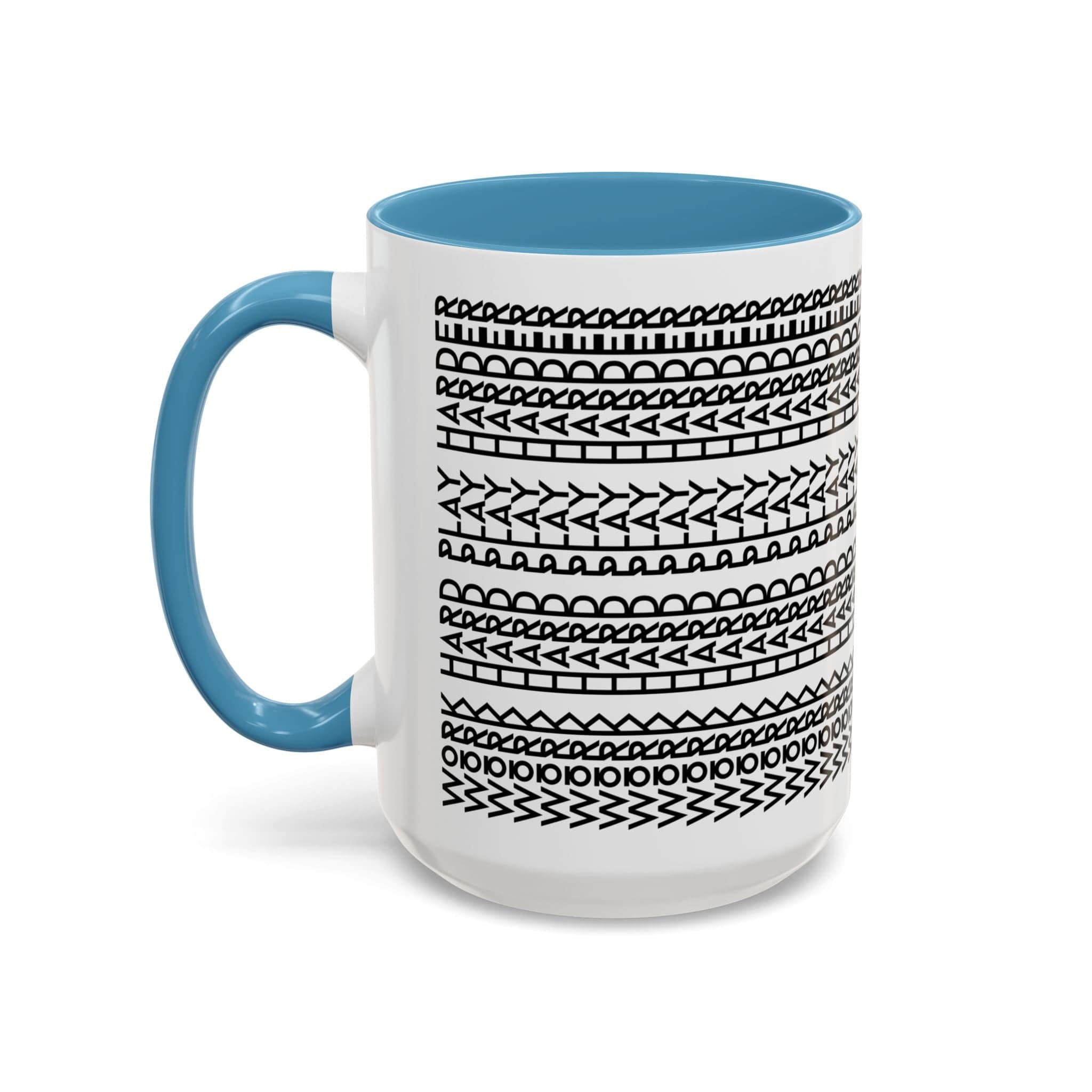 Printify Mug 15oz / Light Blue Work Hard Play Harder - Hidden Message Mug